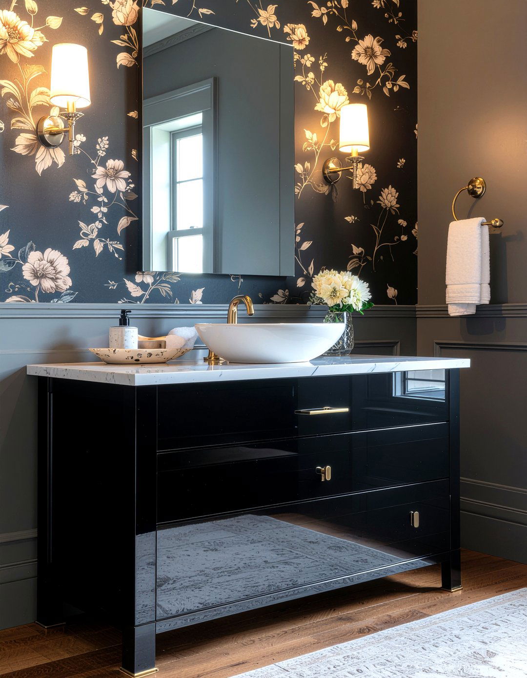 Glossy Black Bathroom Vanity - 30 bathroom cabinet ideas