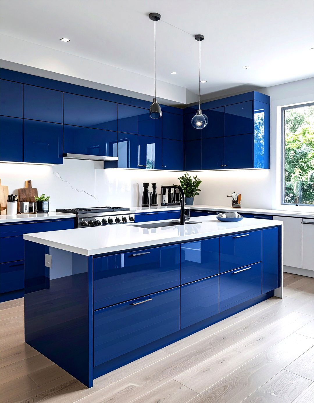Glossy Blue Kitchen Cabinets - 30 blue kitchen cabinet ideas