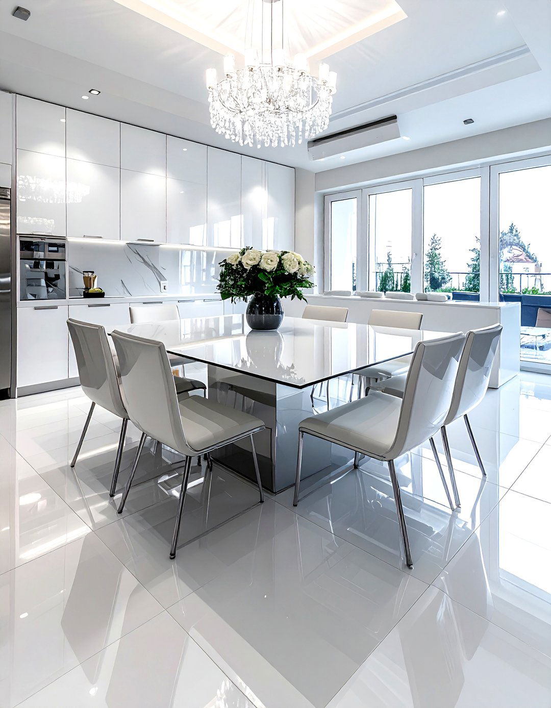 Glossy Ceramic Tile - 30 dining room flooring ideas