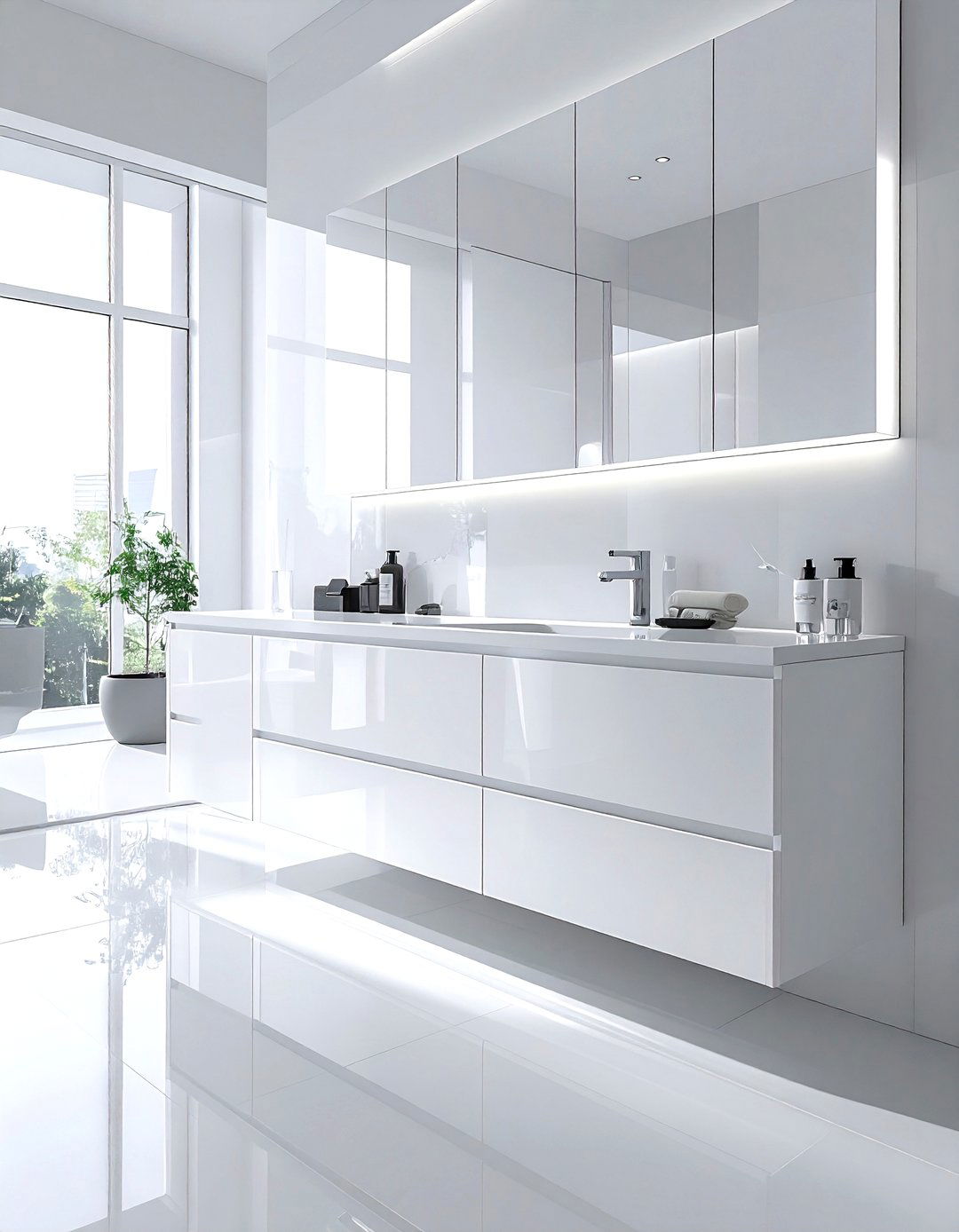 Glossy White Bathroom Cabinetry - 30 white and white bathroom ideas