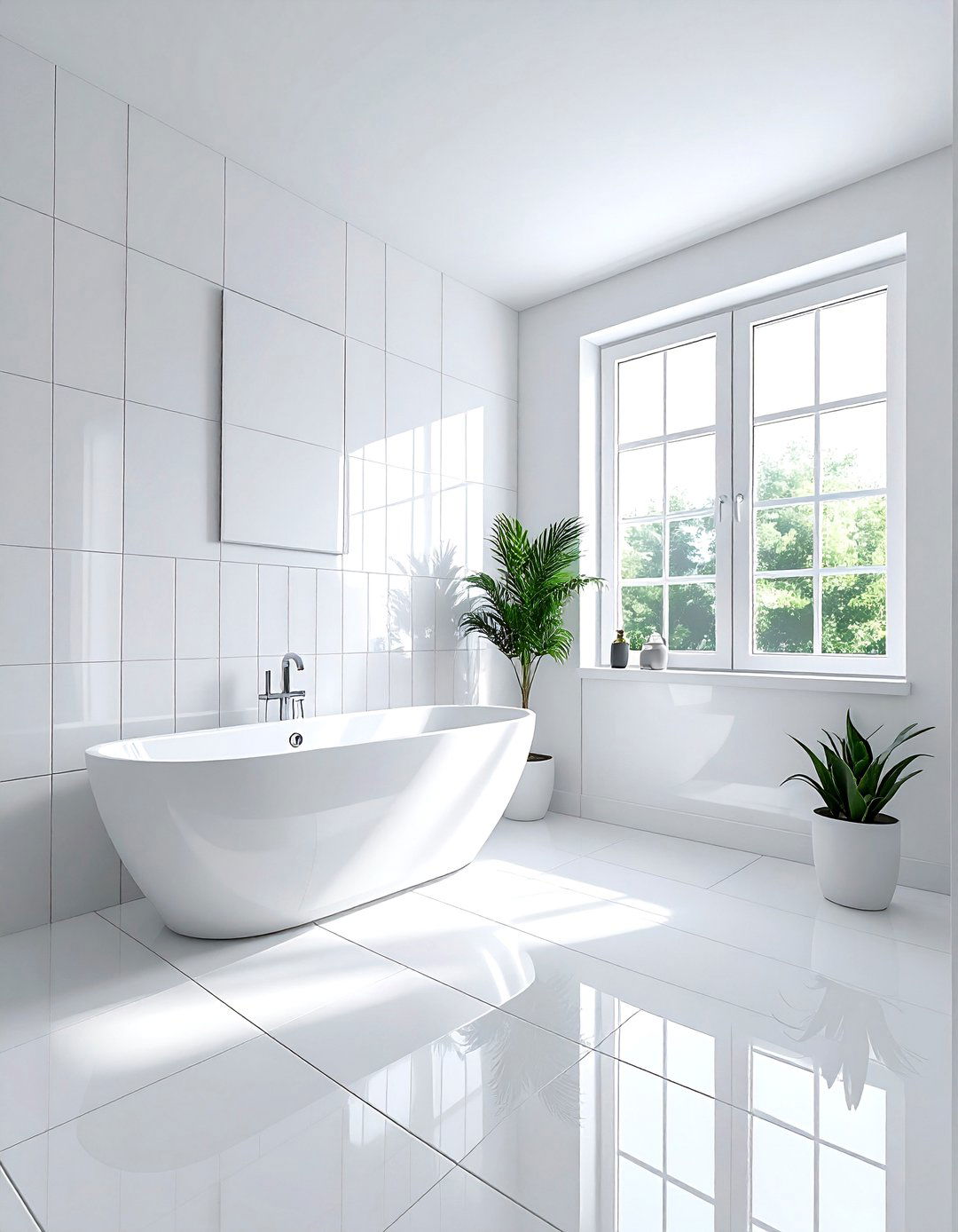 Glossy White Picket Tile - 30 picket tile bathroom ideas