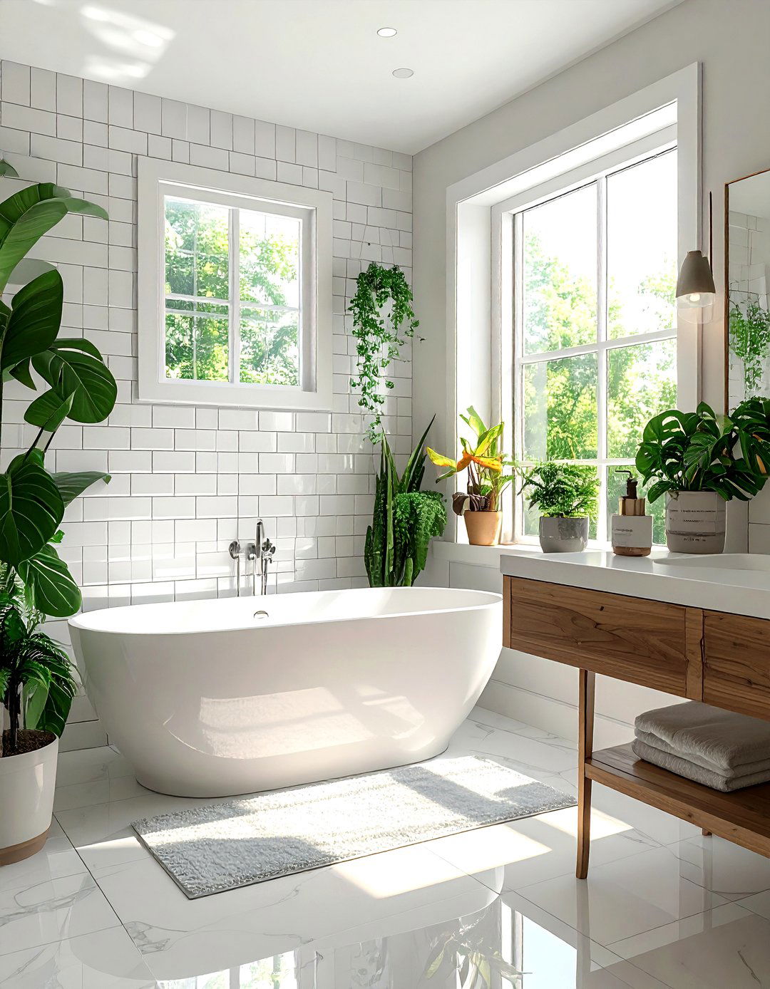 Glossy White Subway Tile - 30 vertical subway tile bathroom ideas