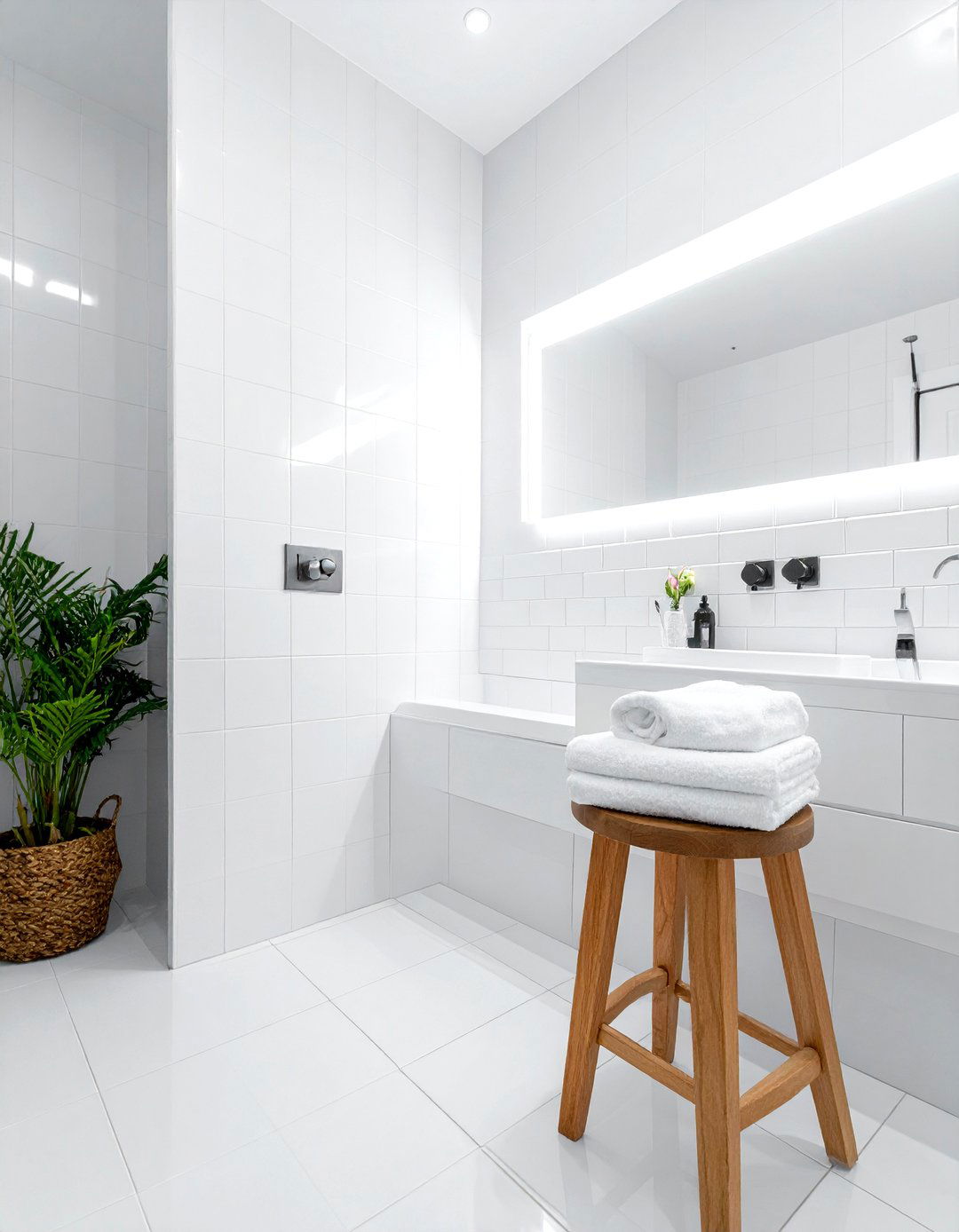Glossy White Tile White Grout - 30 white grout bathroom ideas