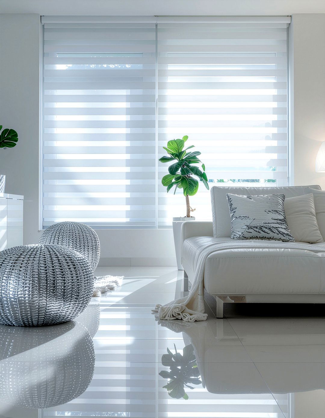 Glossy White Venetian Blinds - 30 living room venetian blinds
