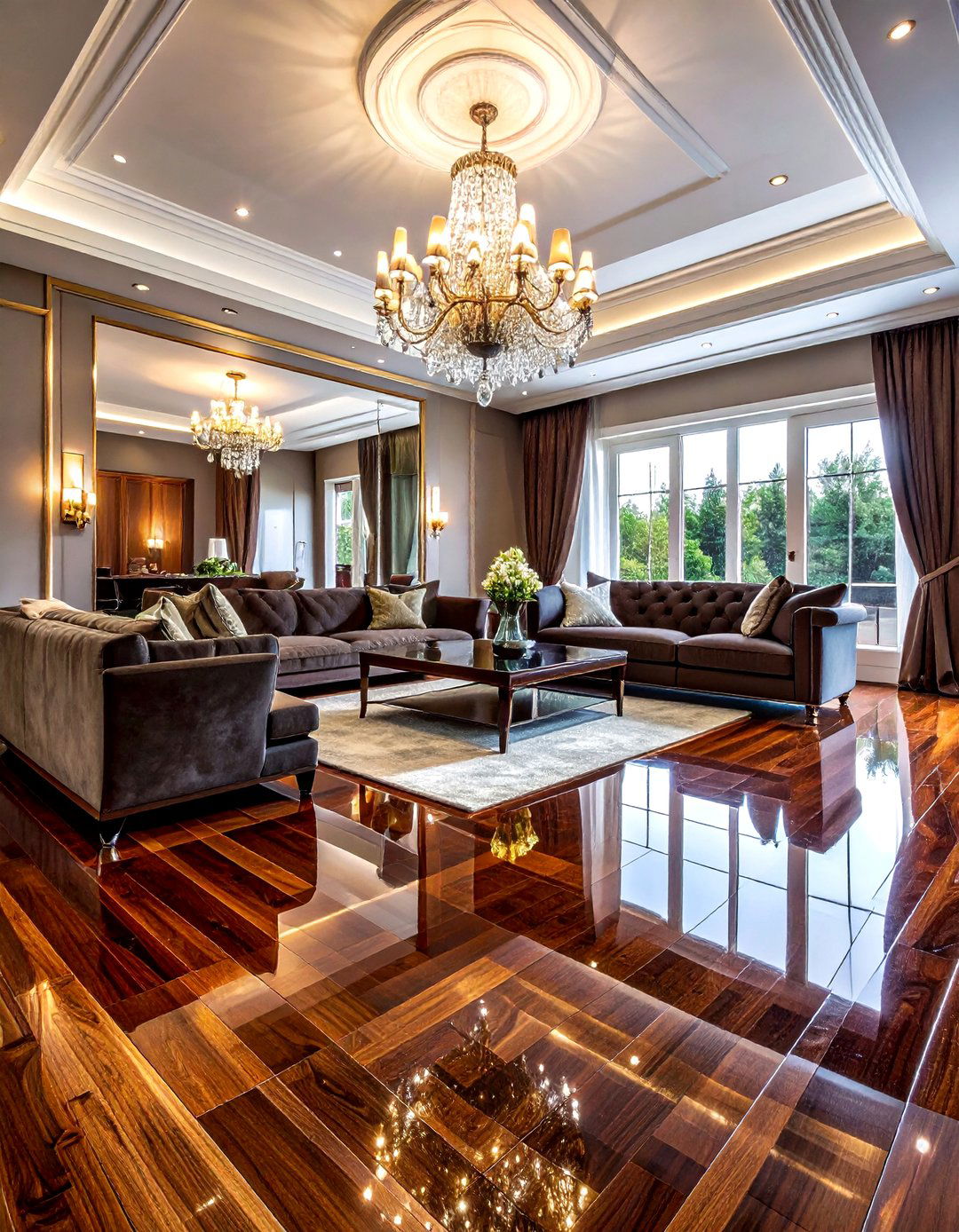 Glossy Wood Floor - 30 living room hardwood floors