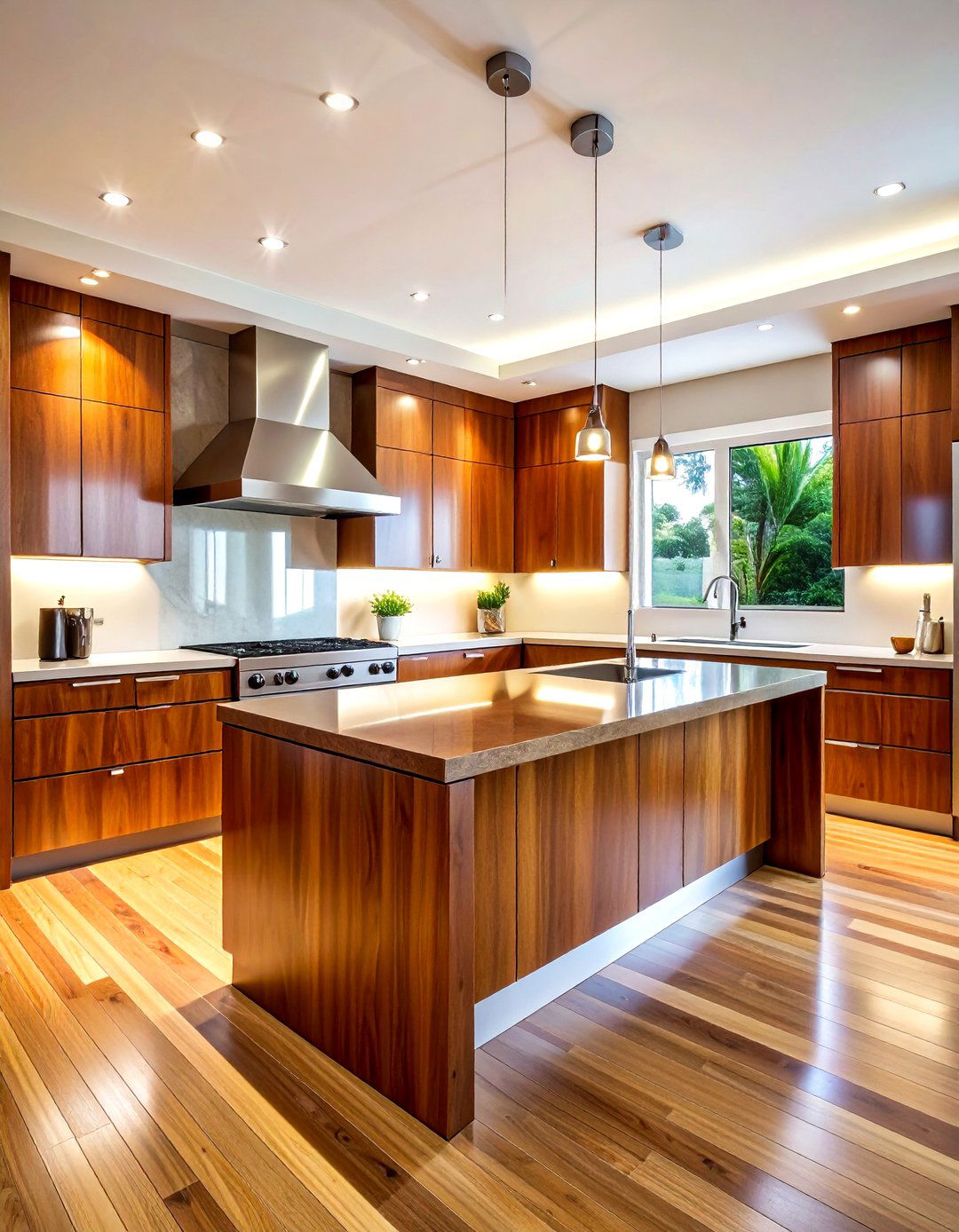 Glossy Wood Kitchen - 30 wood kitchen ideas