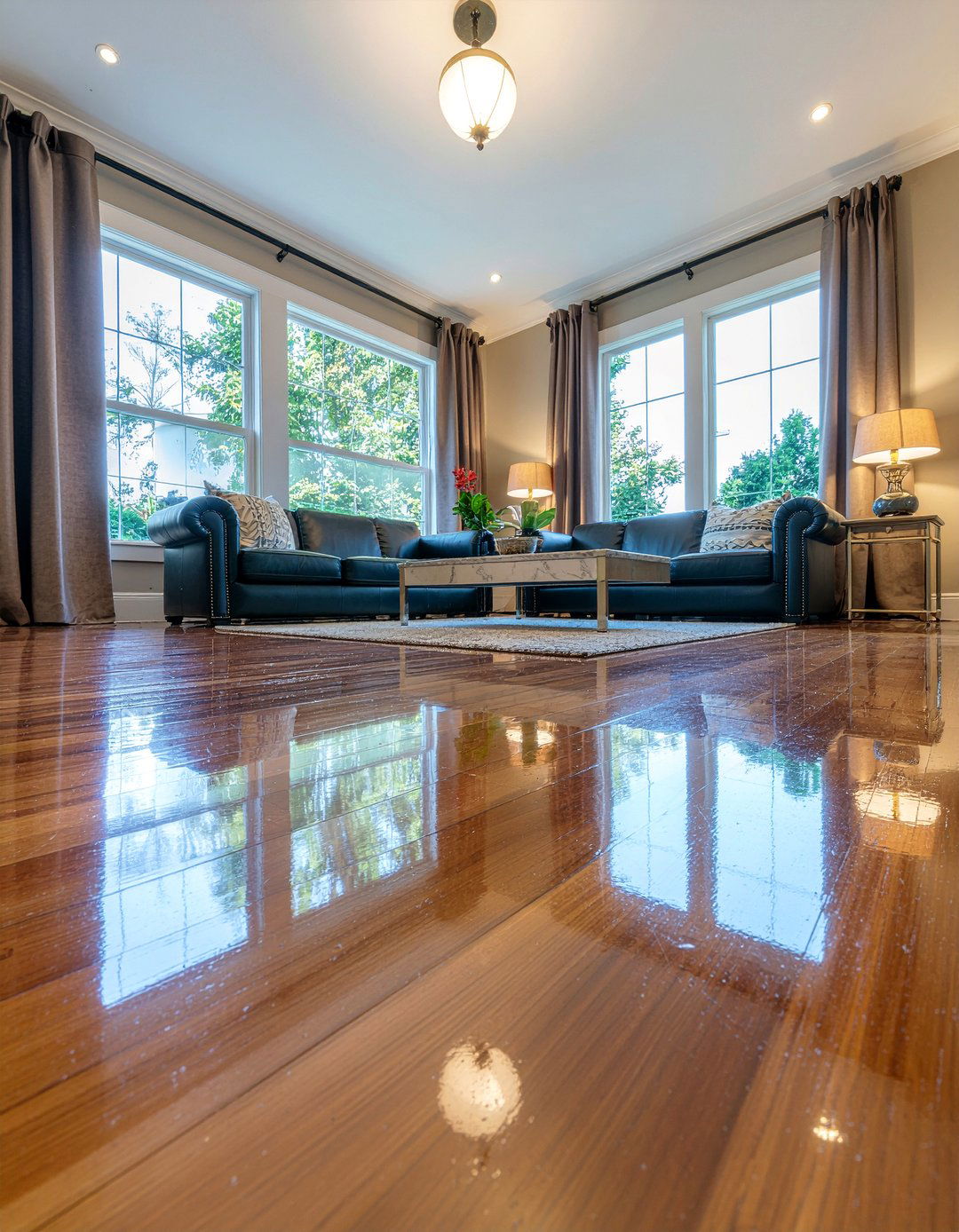 Glossy bamboo flooring - 30 living room bamboo flooring ideas