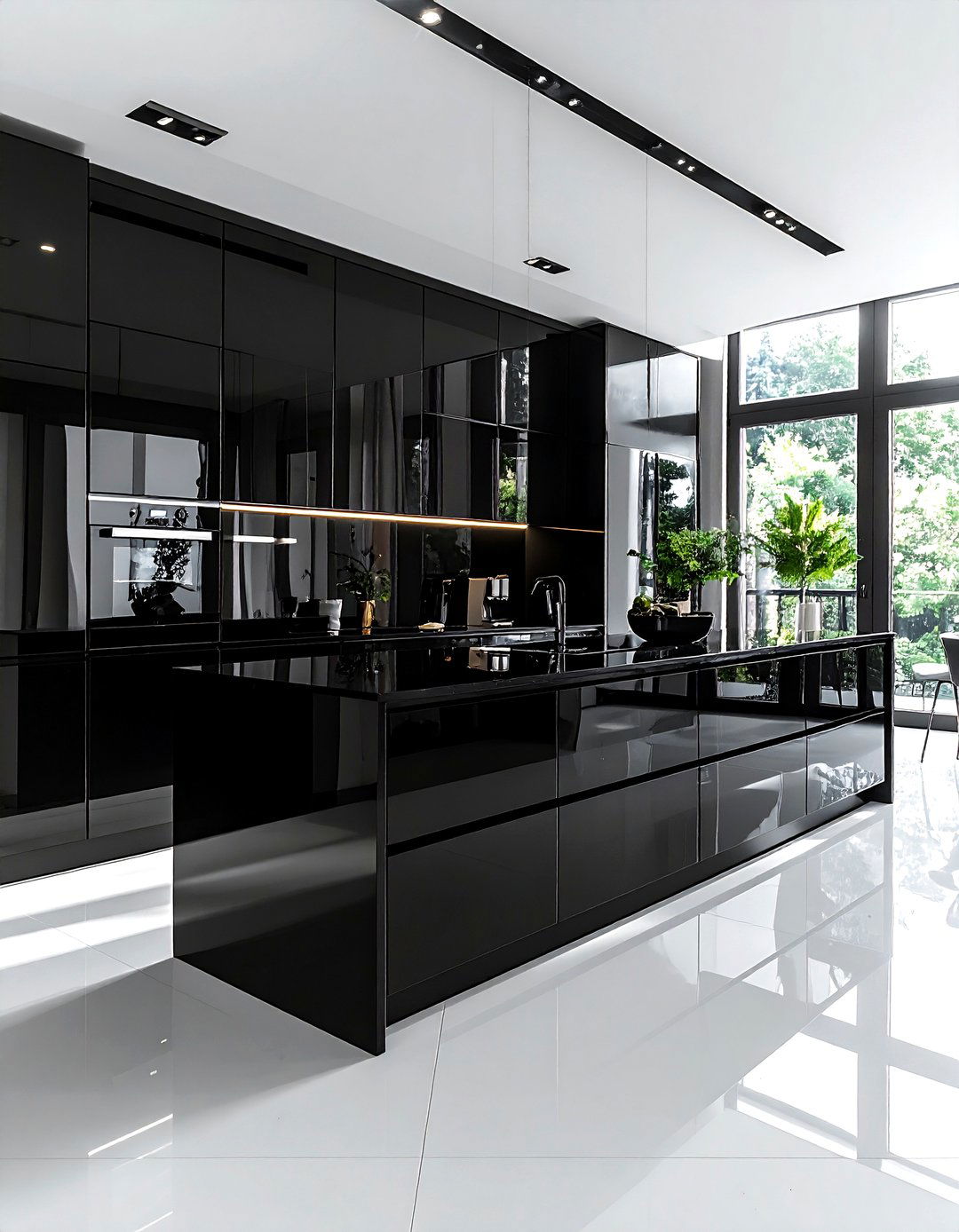 Glossy black kitchen cabinets - 30 black kitchen cabinet ideas