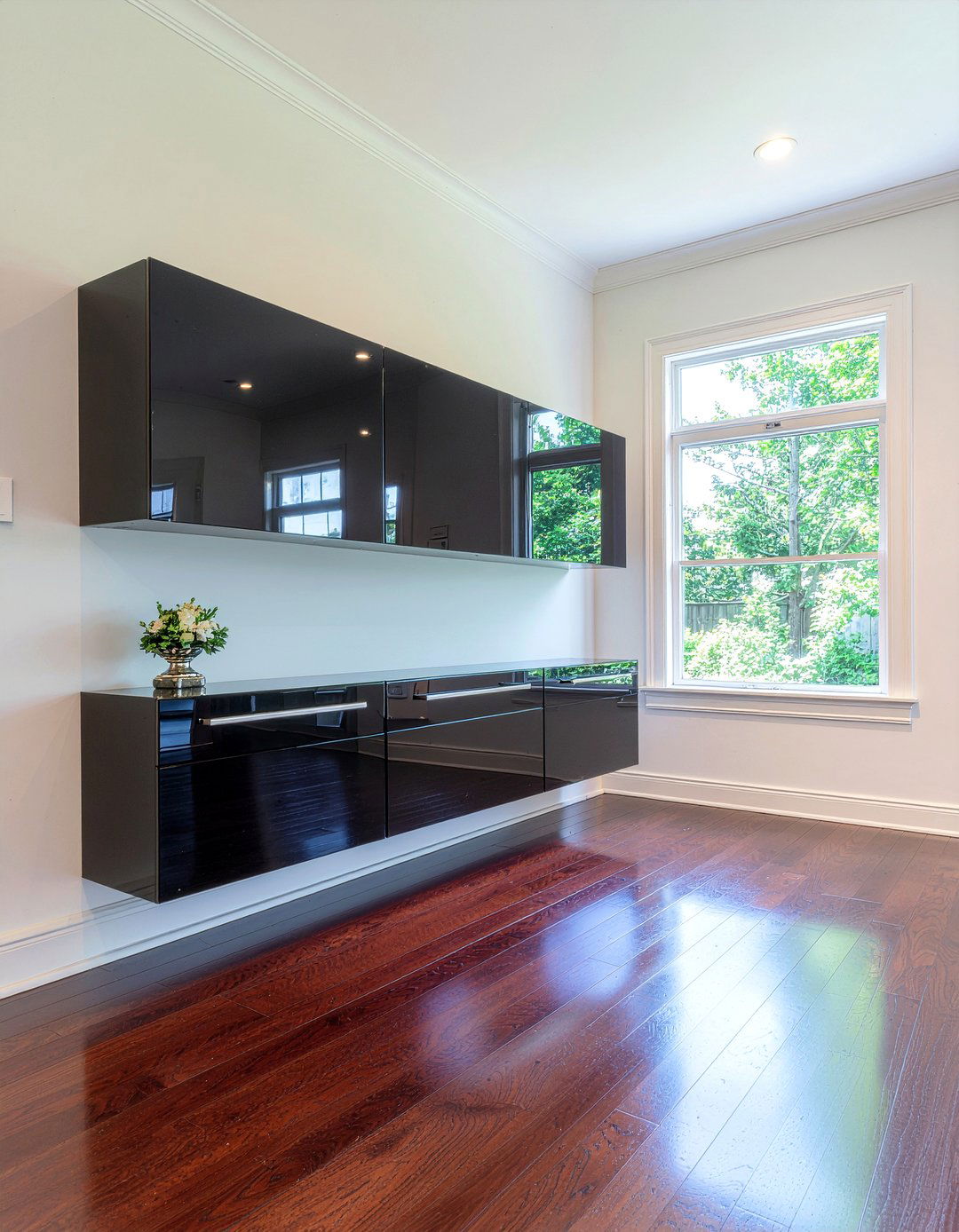 Glossy black modern wall unit - 30 living room wall unit ideas