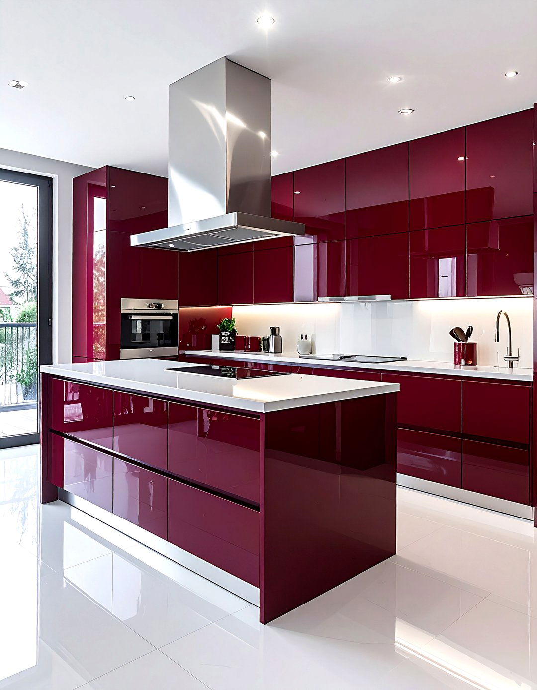 Glossy burgundy kitchen - 30 burgundy kitchen ideas