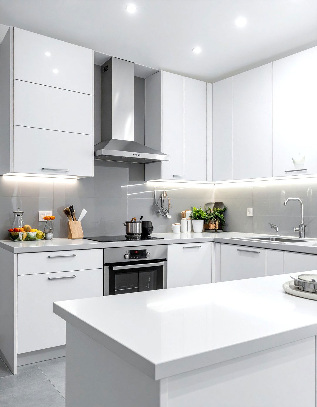 Glossy gray porcelain tile - 30 porcelain tile kitchen backsplash ideas