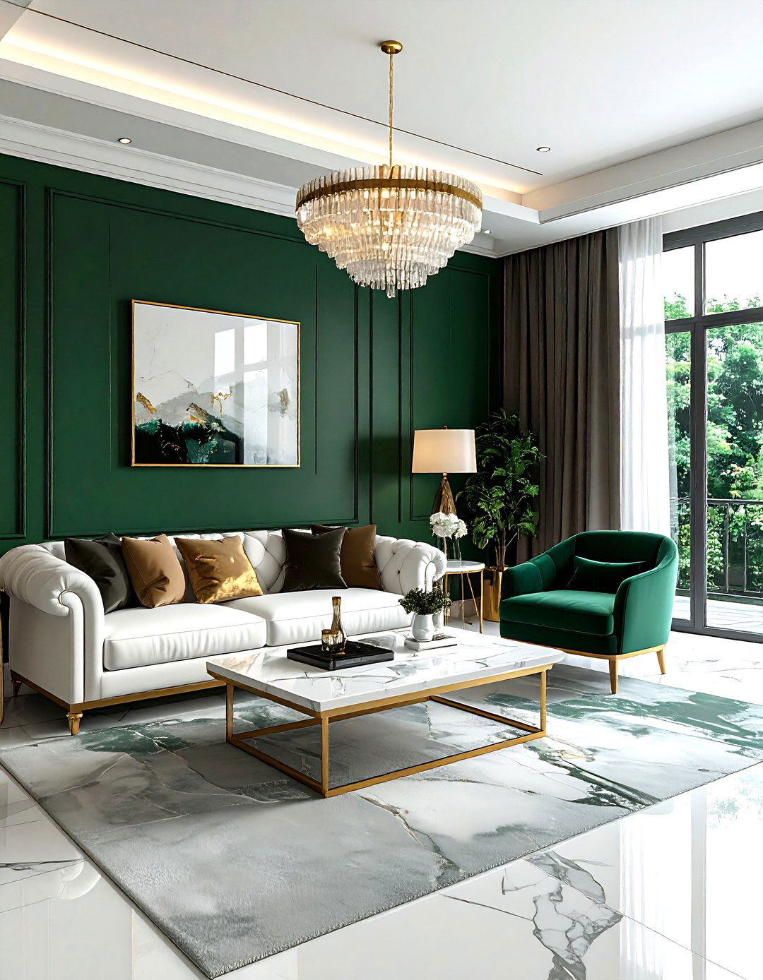 Glossy paint chair rail - 30 living room chair rail ideas