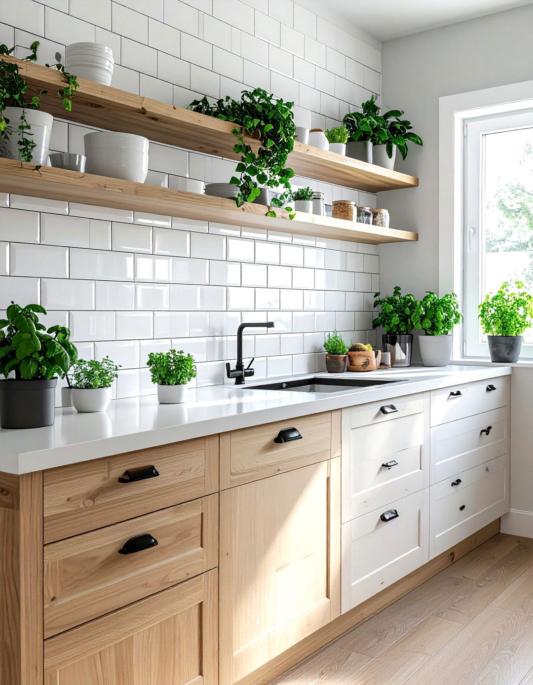 Glossy white porcelain subway tile - 30 porcelain tile kitchen backsplash ideas