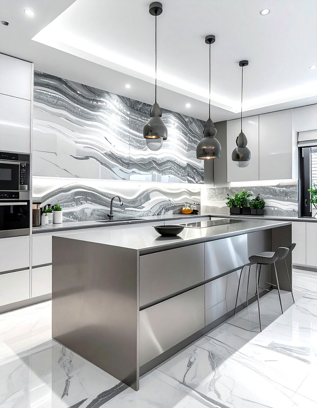 Gneiss stone kitchen wall - 30 kitchen stone wall ideas