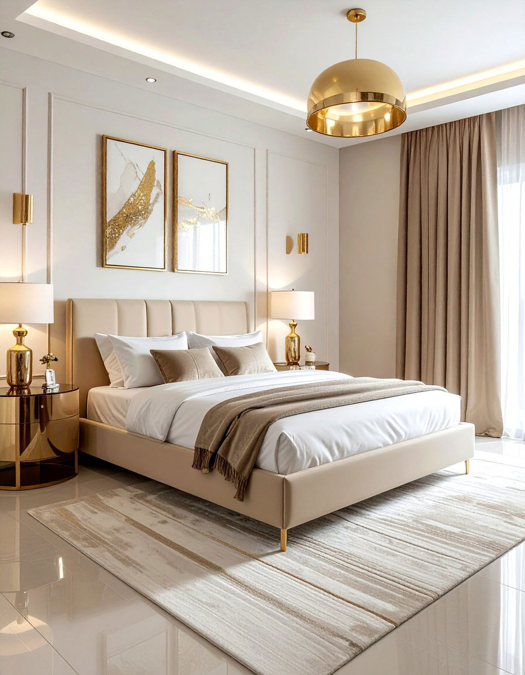 Gold Accent Beige White Bedroom - 30 beige and white bedroom ideas