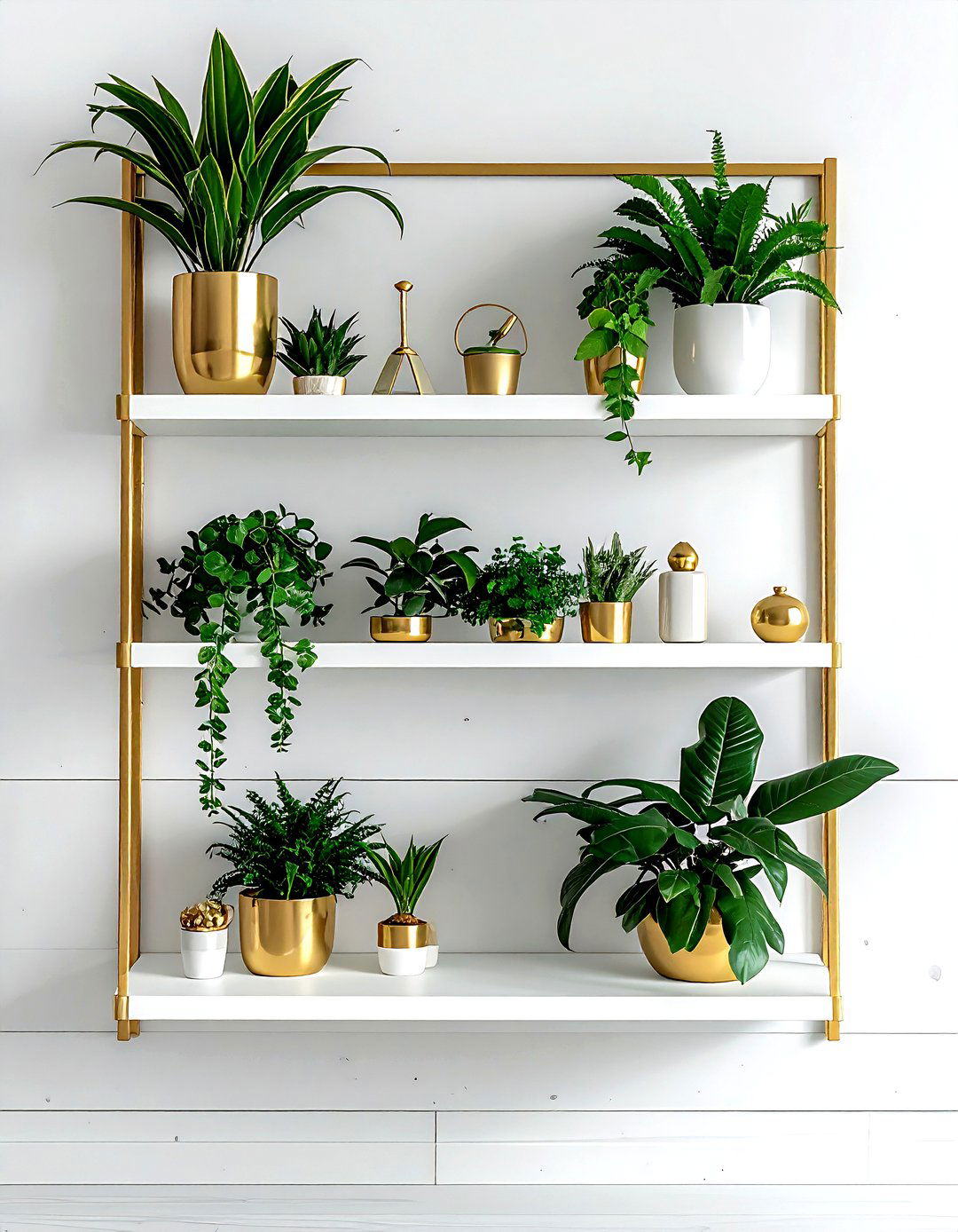 Gold Accent Plant Shelf - 30 living room plant shelves