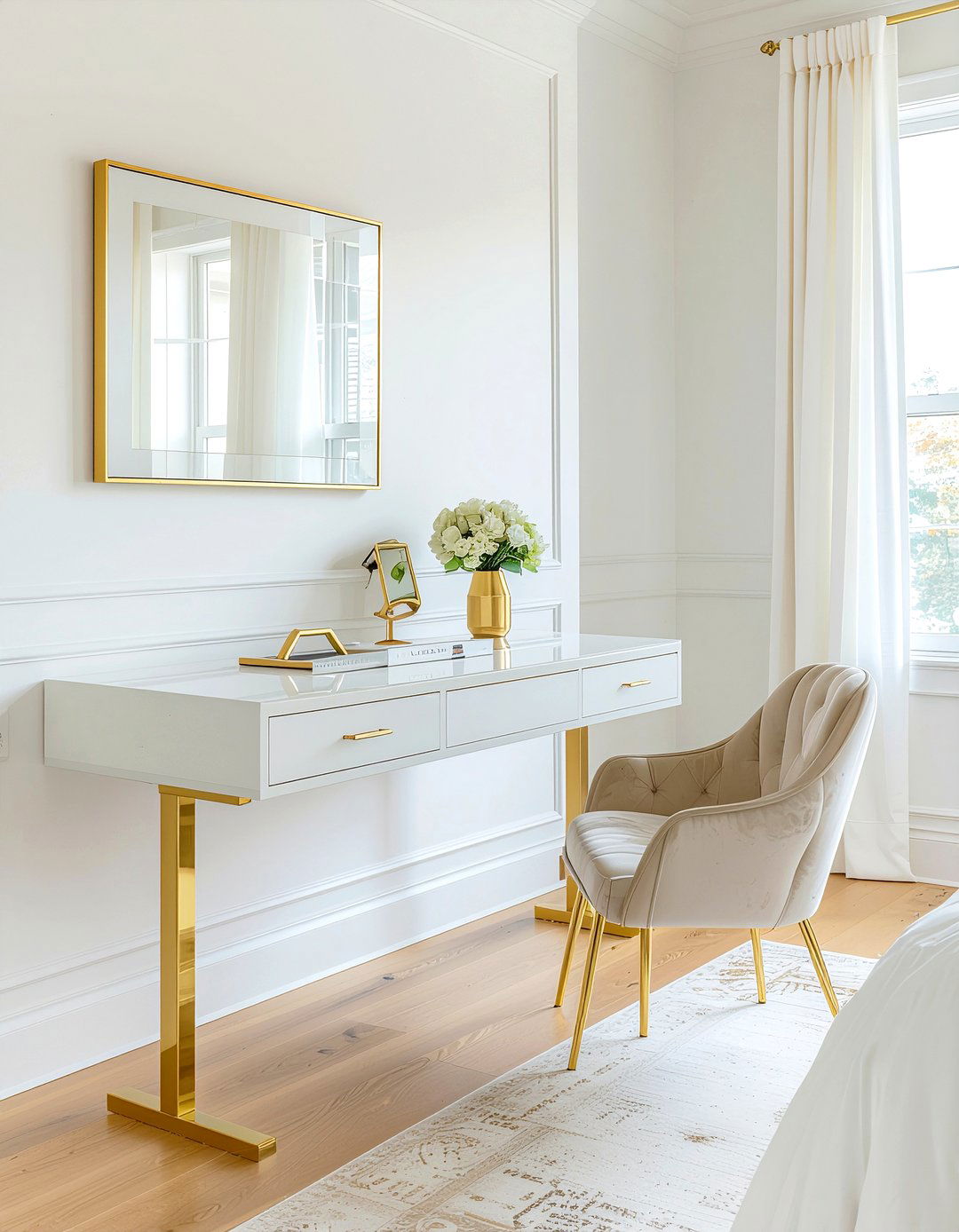 Gold Accented Floating Desk - 30 bedroom floating desks