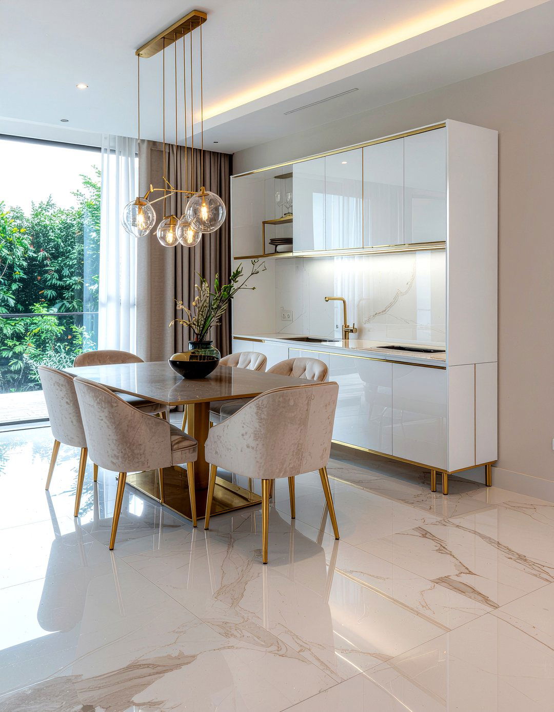 Gold Accented Hutch - 30 dining room hutch ideas