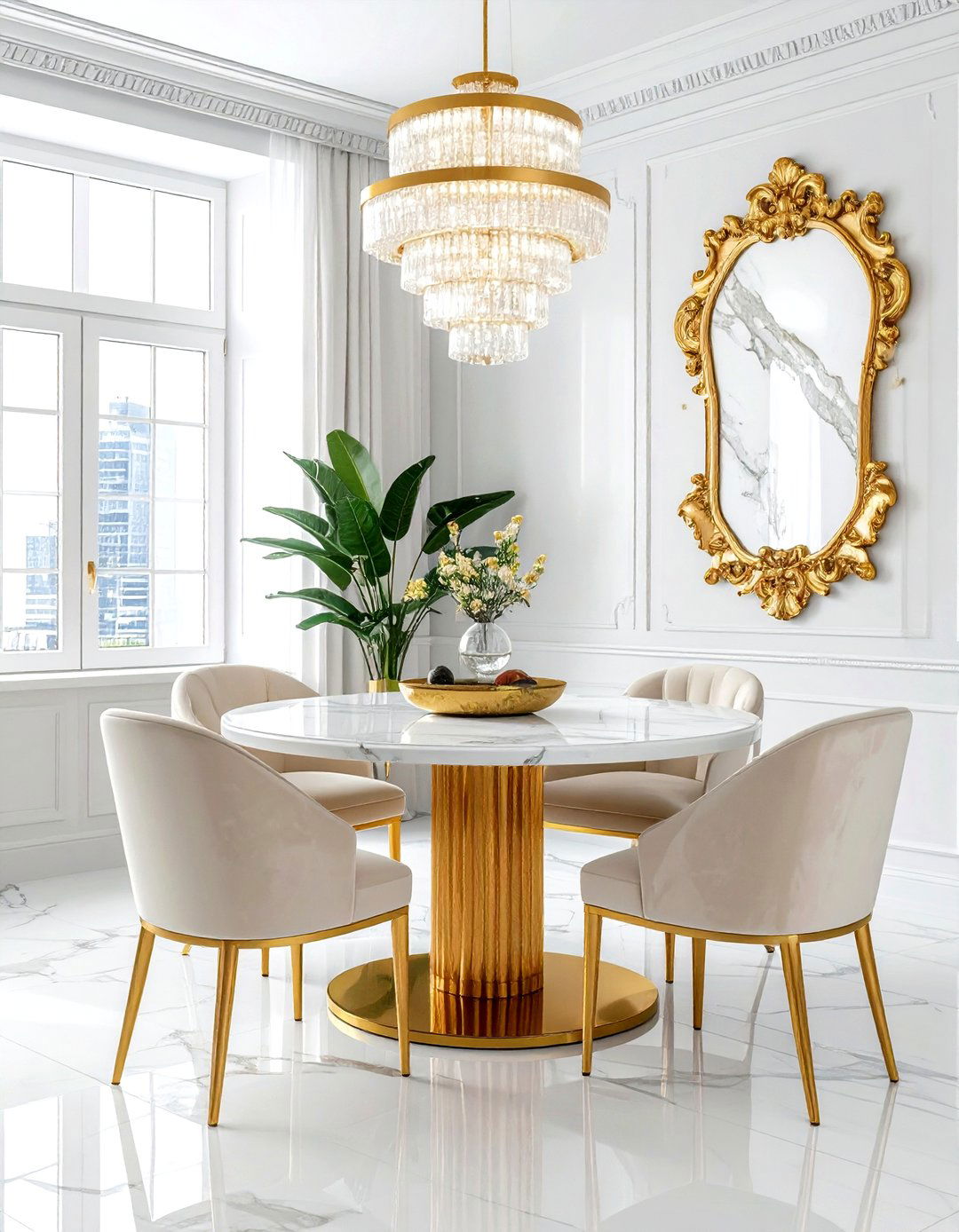 Gold Accents Dining Room - 30 glam dining room ideas