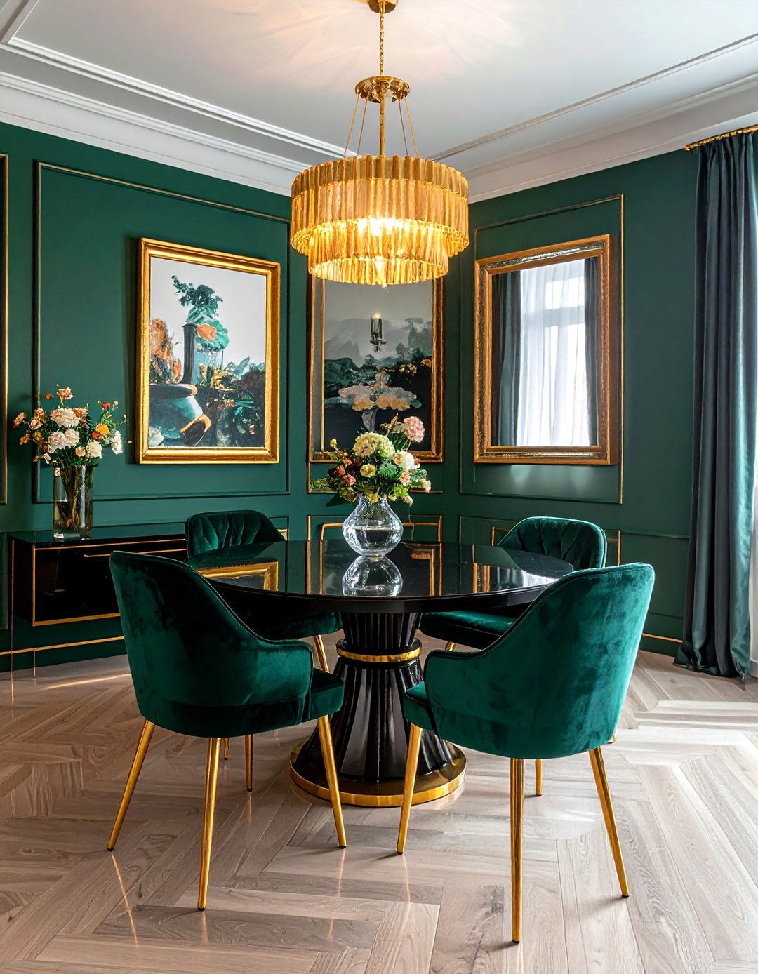 Gold Accents Dining Room - 30 transformed dining room ideas