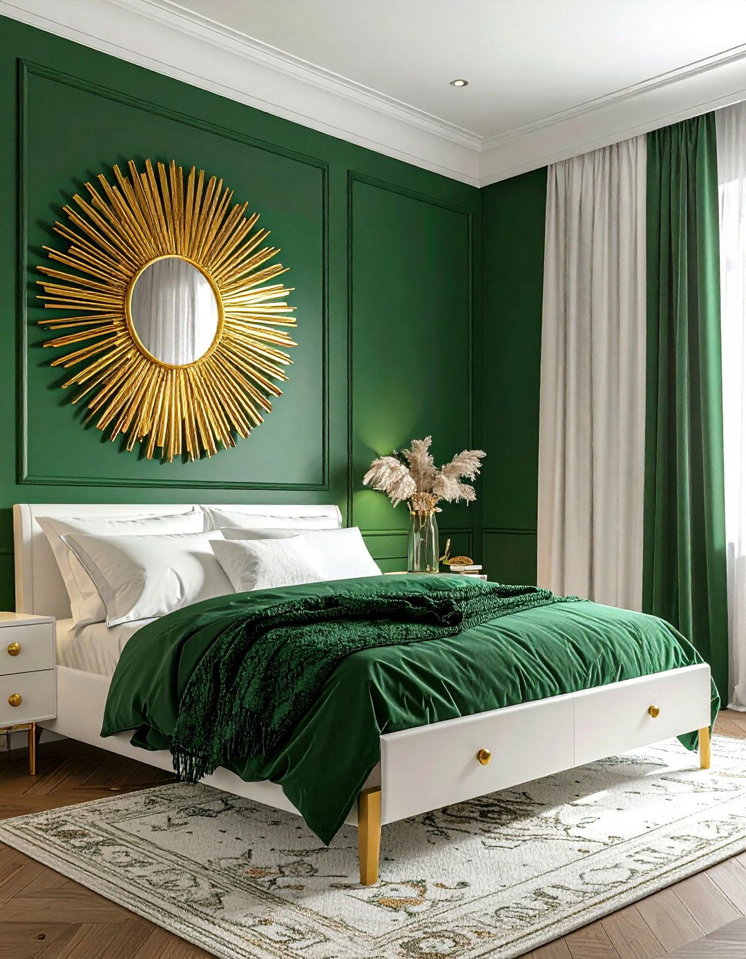 Gold Accents In Green Bedroom - 30 emerald and white bedroom ideas