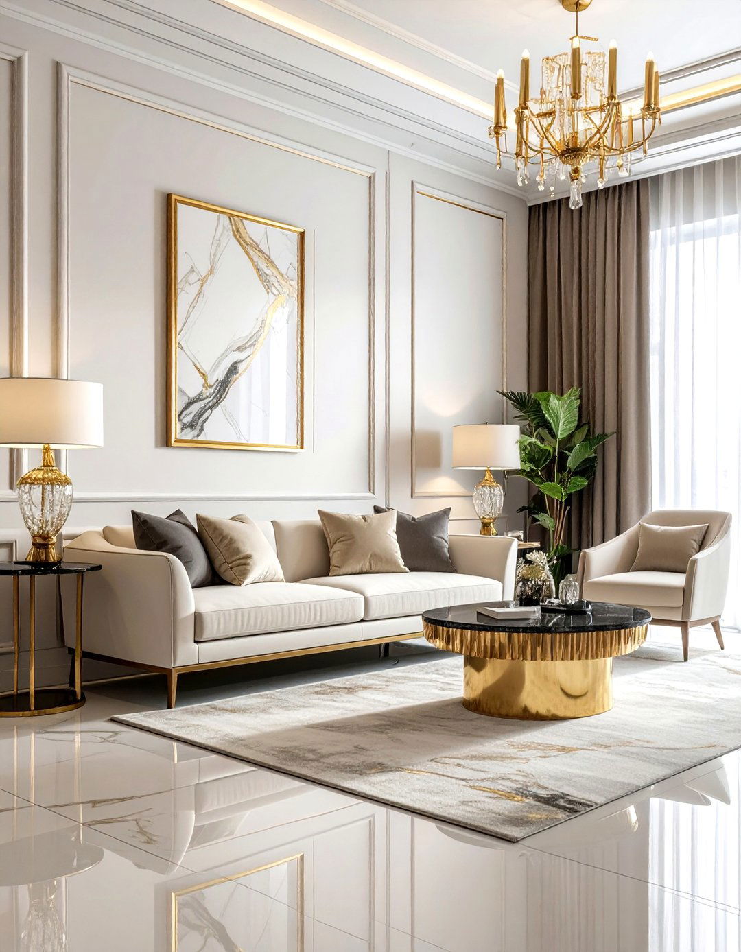 Gold Accents Living Room - 30 rich decor ideas