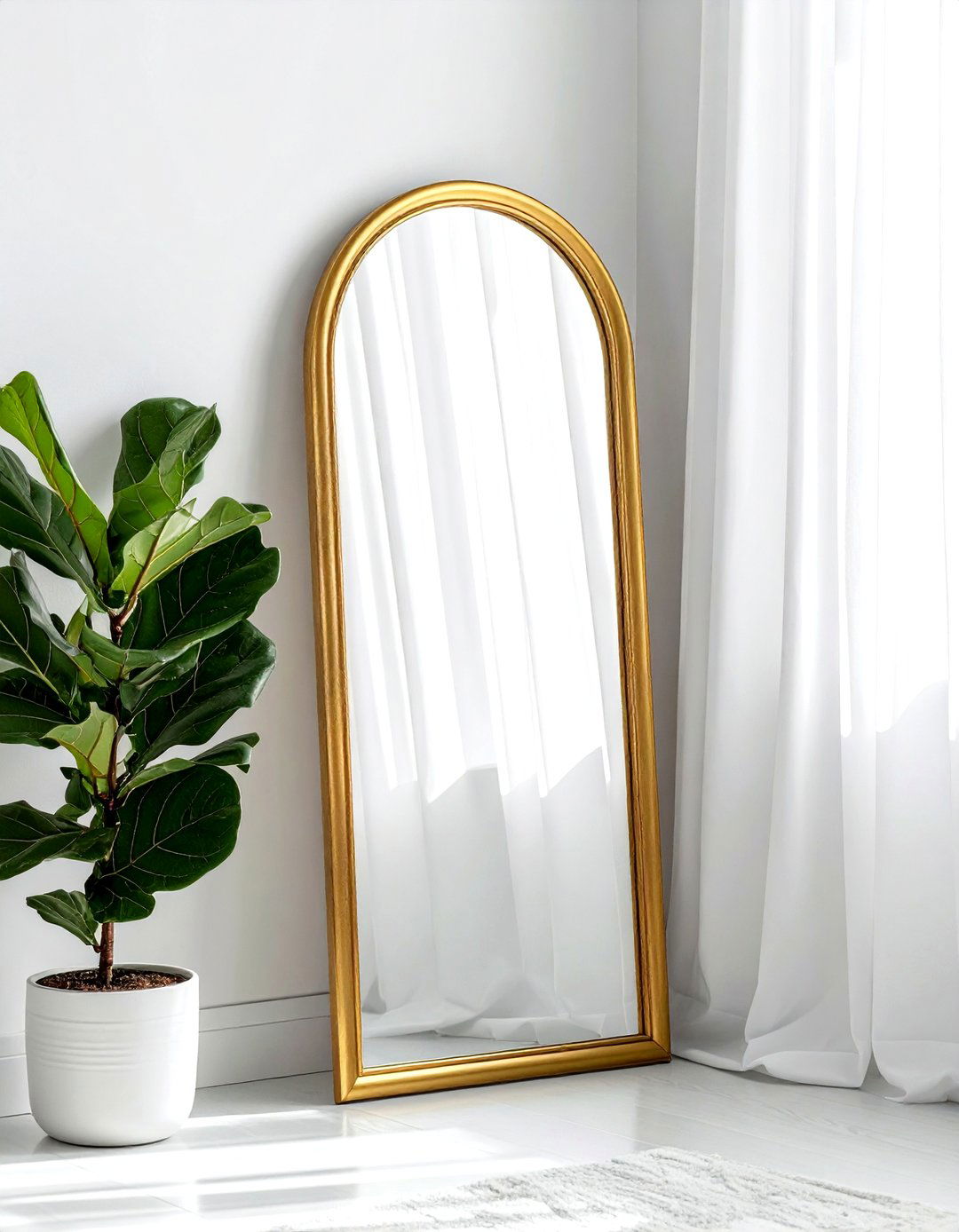 Gold Arched Floor Mirror - 30 bedroom statement piece ideas