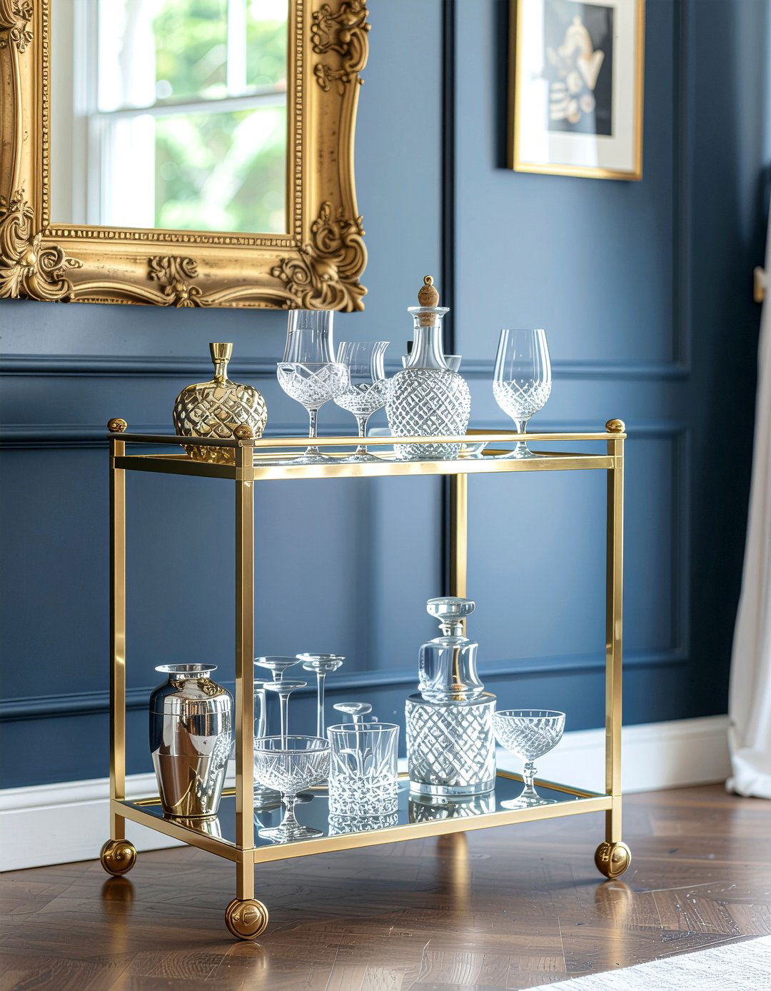 Gold Bar Cart - 30 dining room bar cart ideas