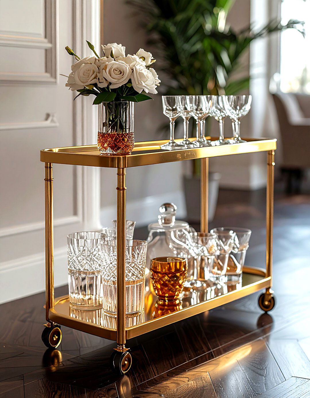 Gold Bar Cart - 30 gold decor ideas