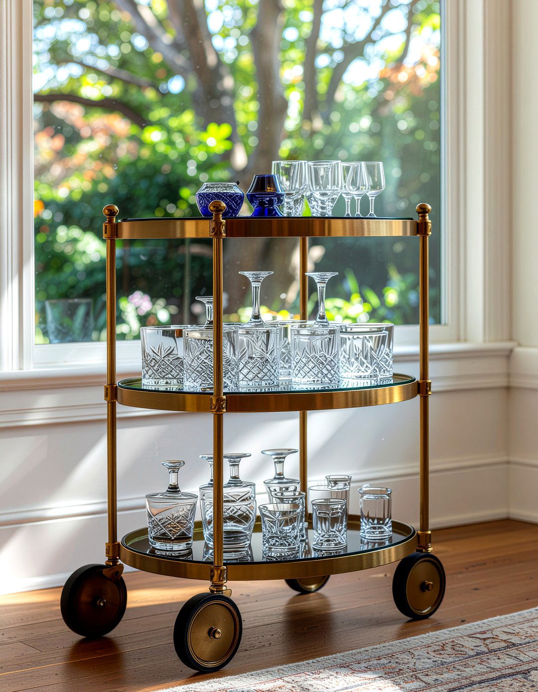 Gold Bar Cart - 30 gold dining room ideas