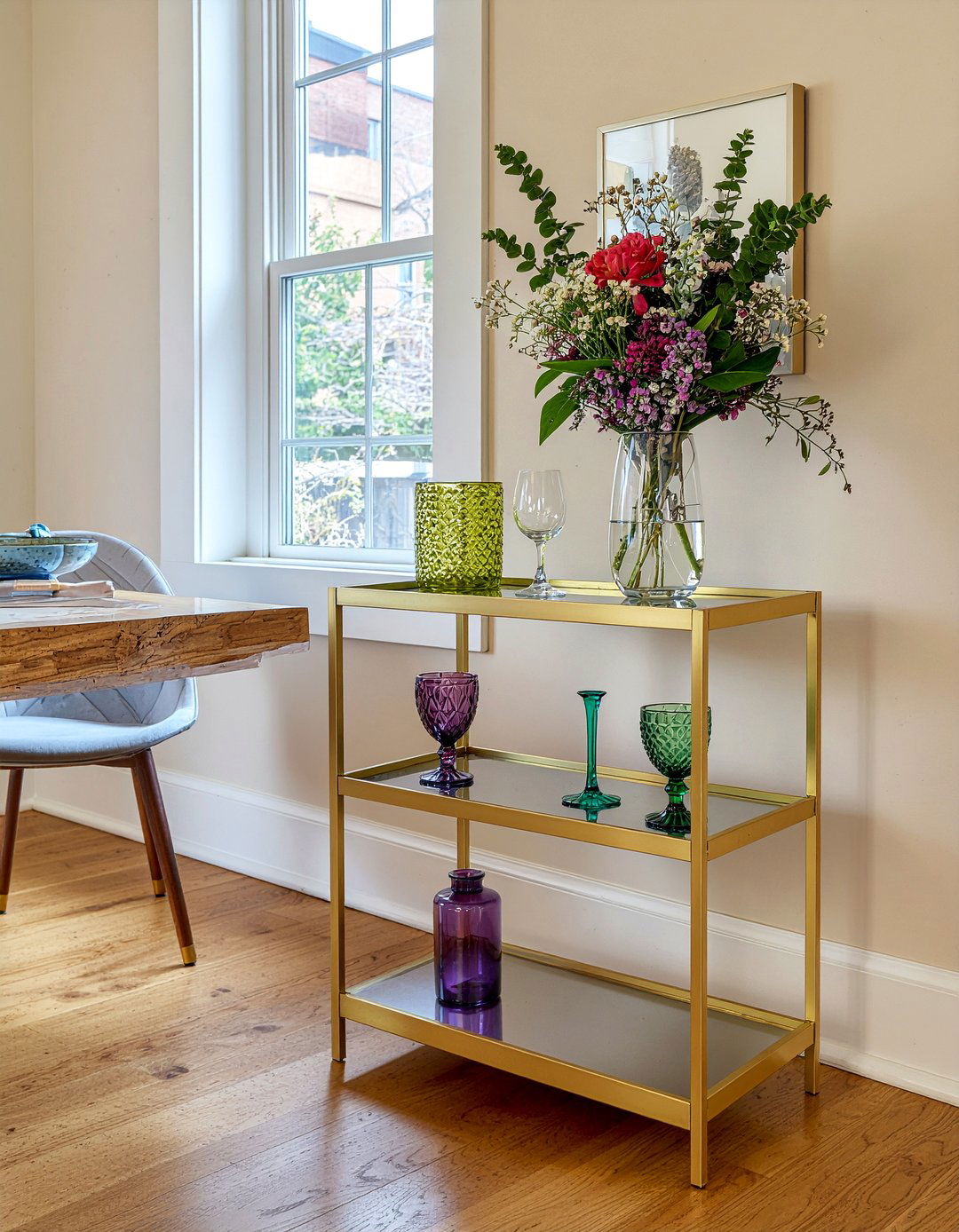 Gold Bar Cart - 30 Hollywood regency dining room ideas