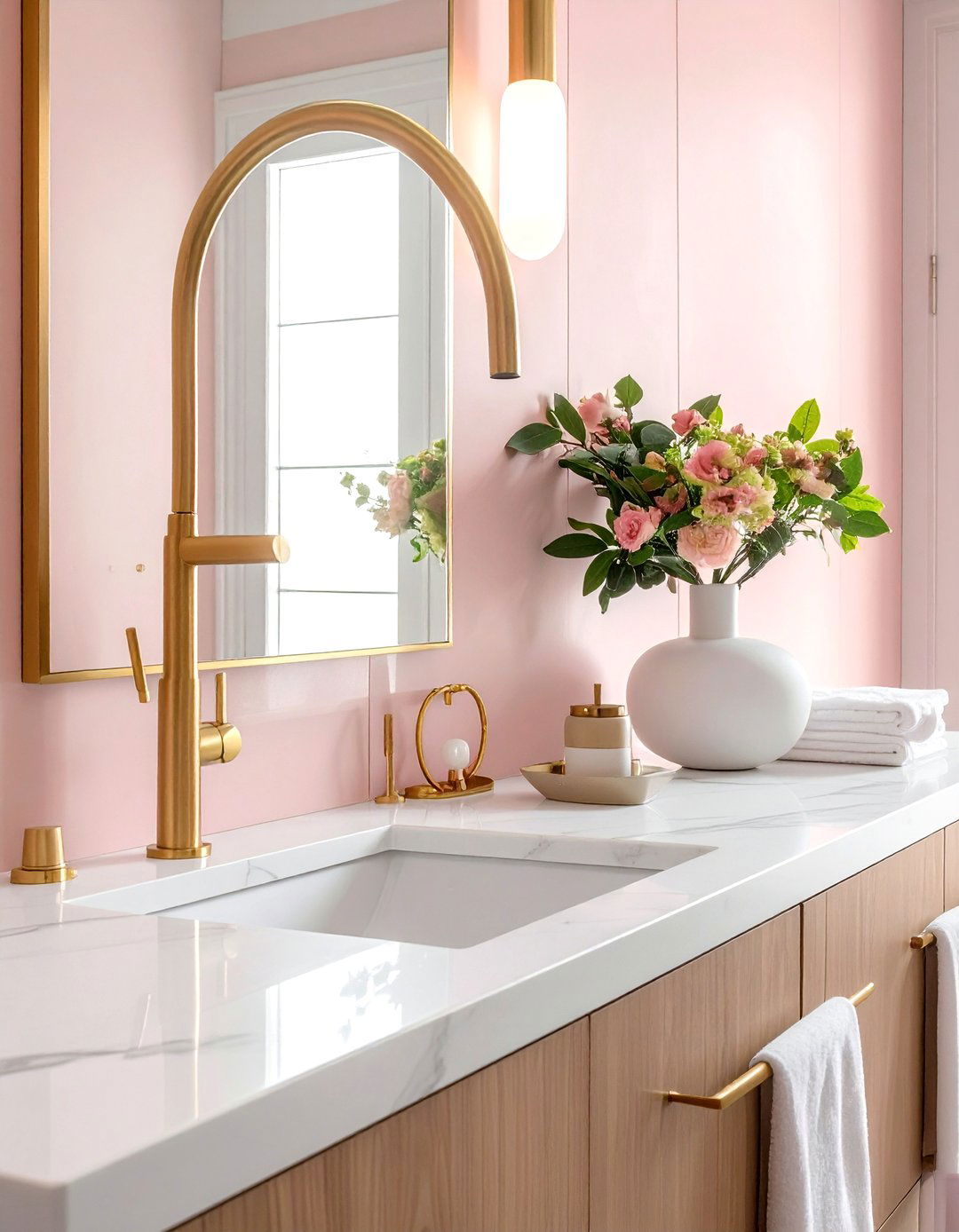 Gold Bathroom Fixtures - 30 blush pink bathroom ideas