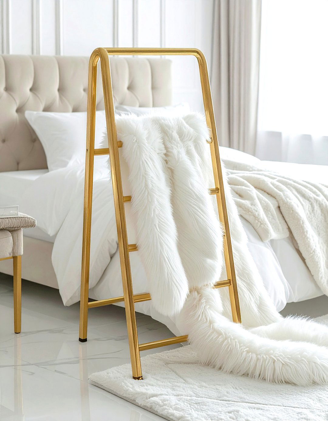 Gold Blanket Ladder - 30 blanket ladder ideas