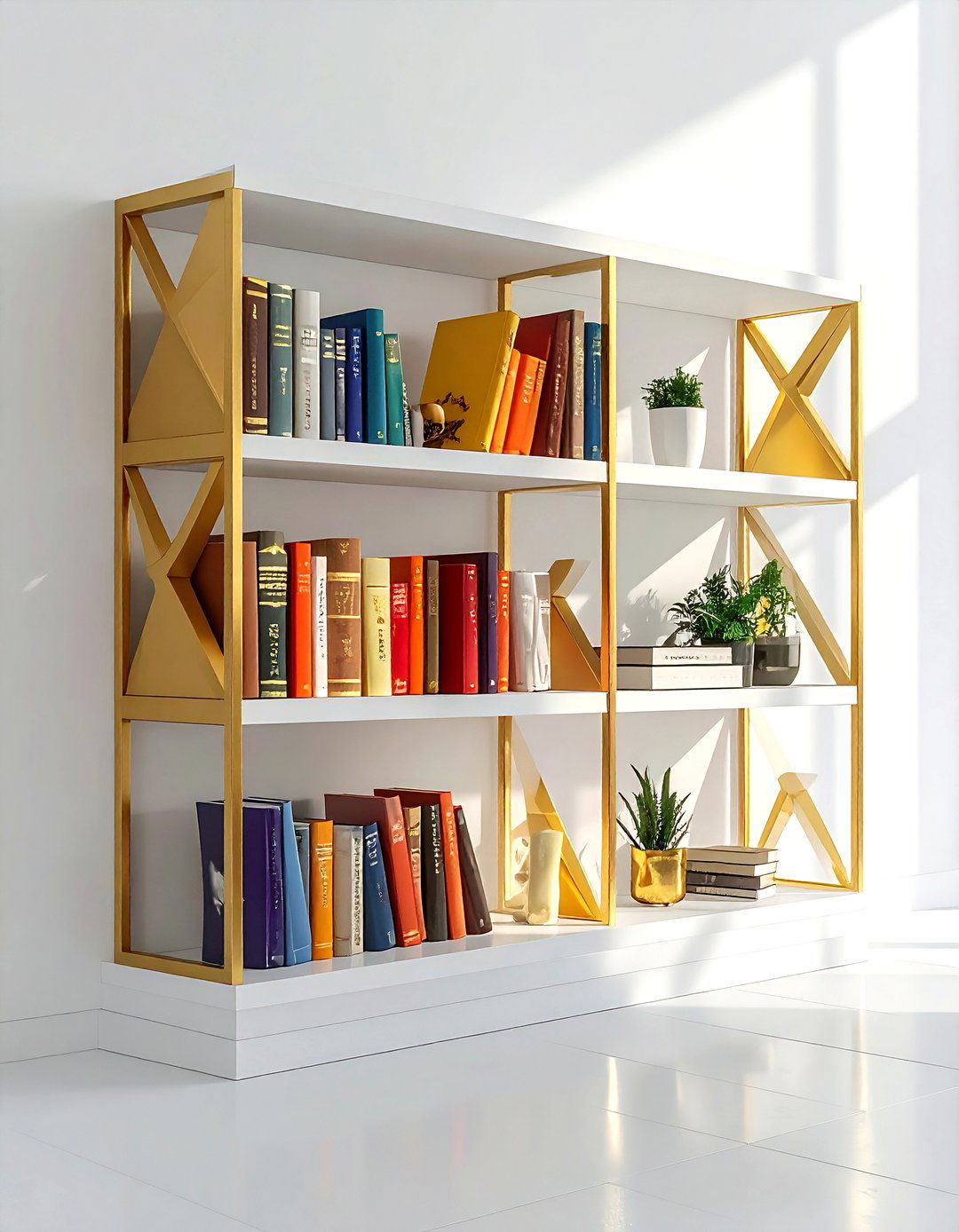 Gold Bookend Shelf Display - 30 gold accent decor ideas