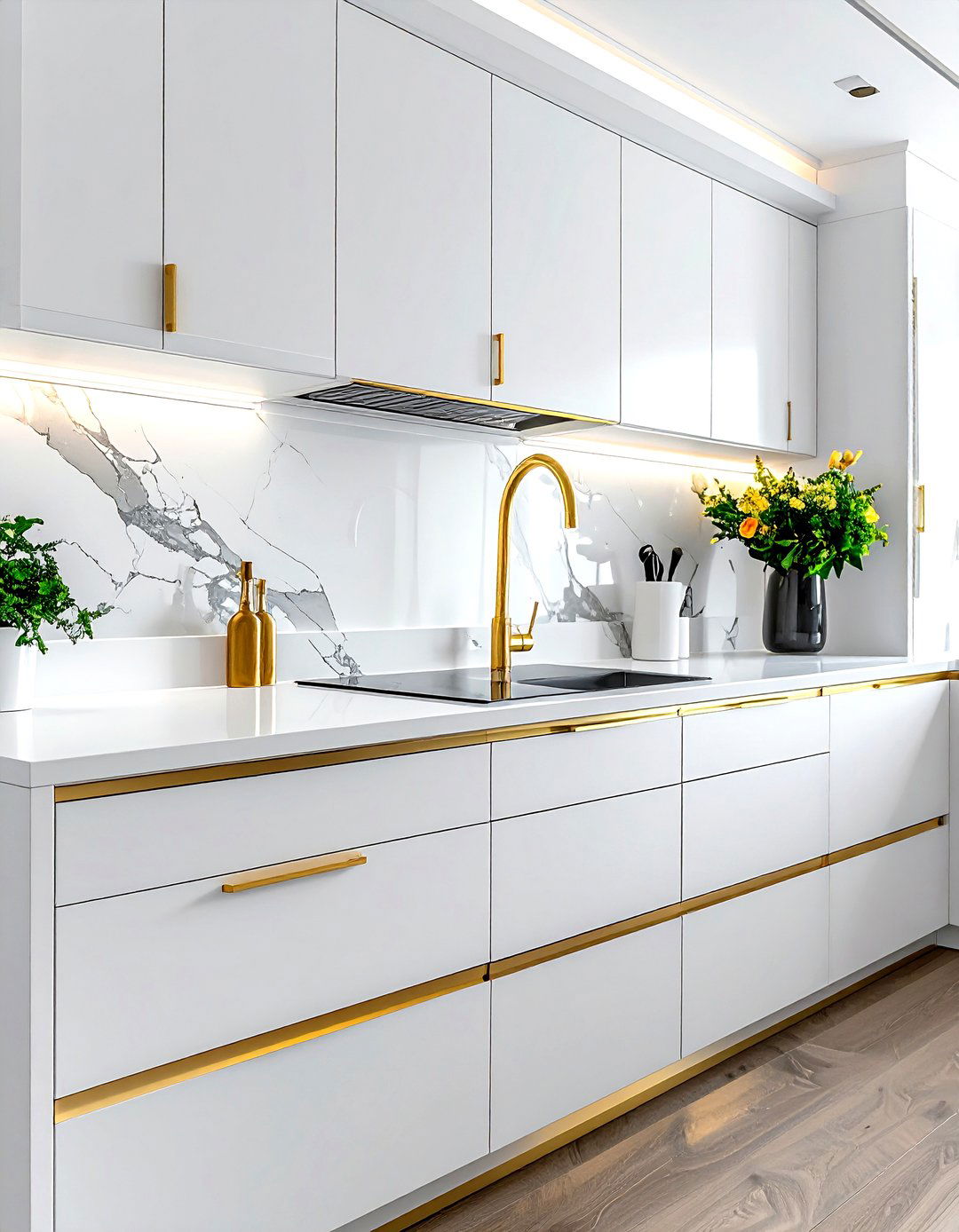 Gold Cabinet Hardware - 30 white kitchen furniture ideas