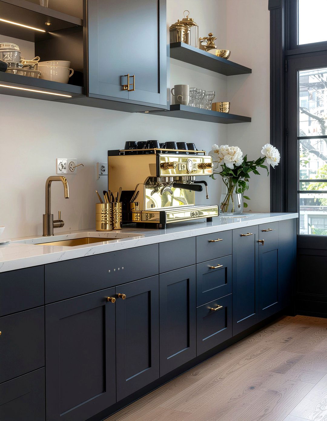 Gold Coffee Station - 30 dining room coffee station ideas