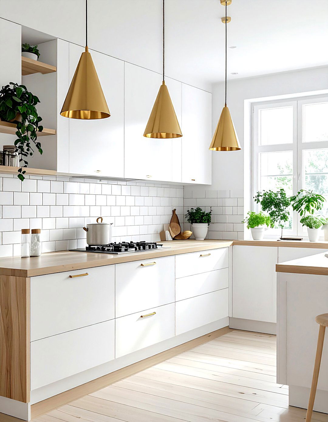 Gold Cone Light - 30 metal pendant kitchen ideas