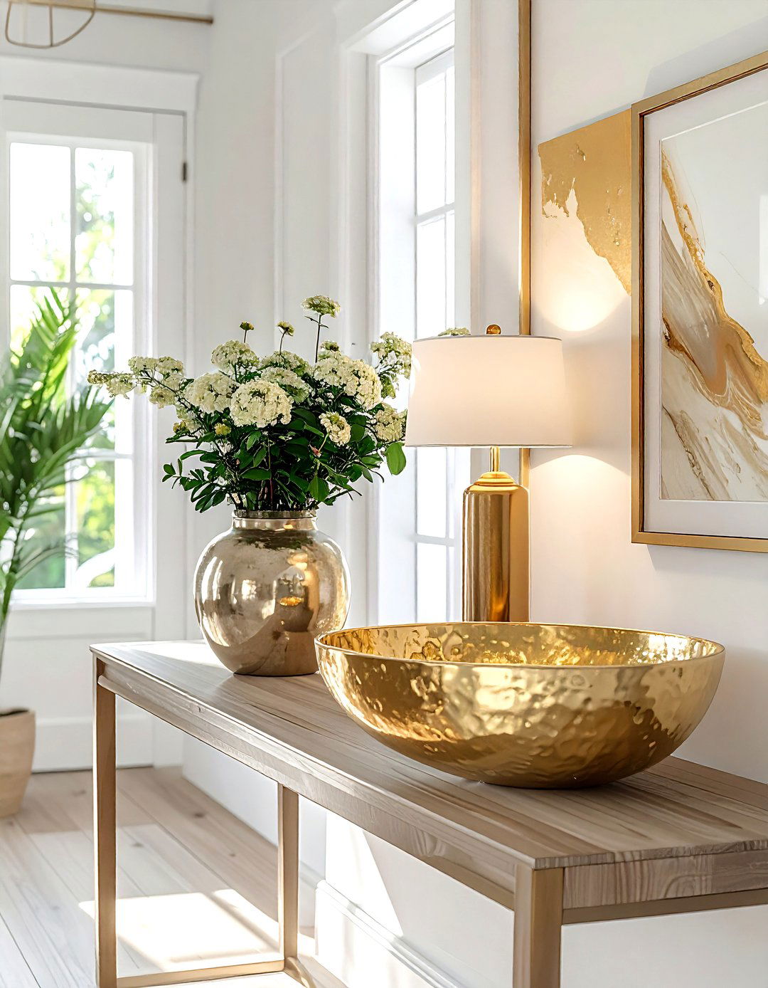 Gold Decorative Bowl Entryway - 30 gold accent decor ideas