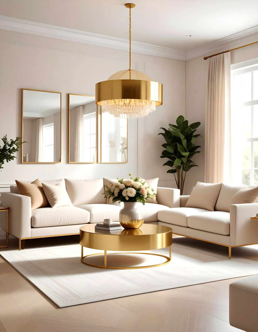 Gold Drum Chandelier - 30 living room chandeliers