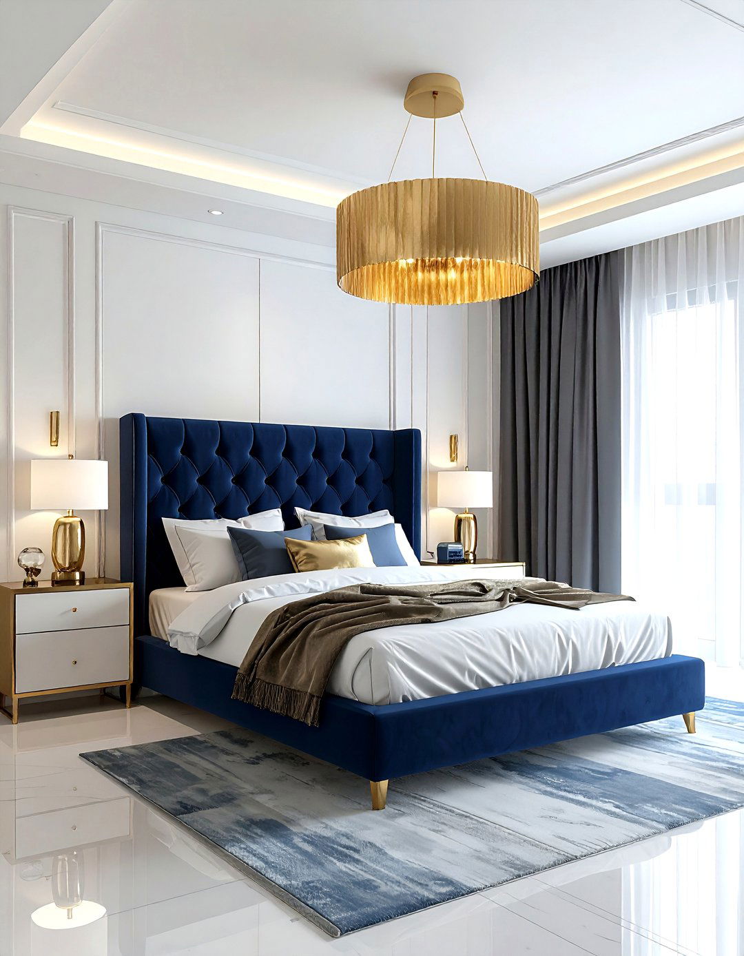 Gold Drum Chandelier - 30 bedroom chandelier ideas
