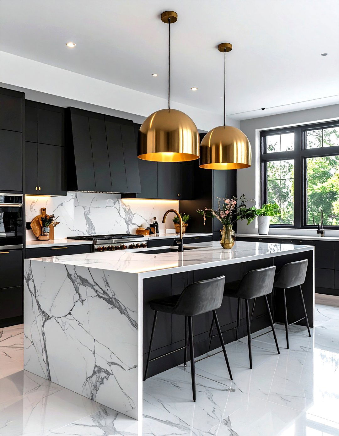 Gold Drum Pendants - 30 kitchen island lighting ideas