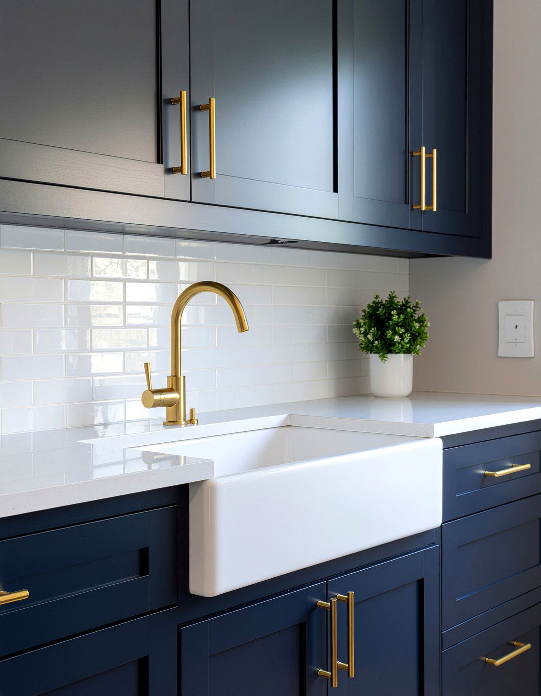 Gold Faucet For Navy Blue Cabinets - 30 gold kitchen faucet ideas