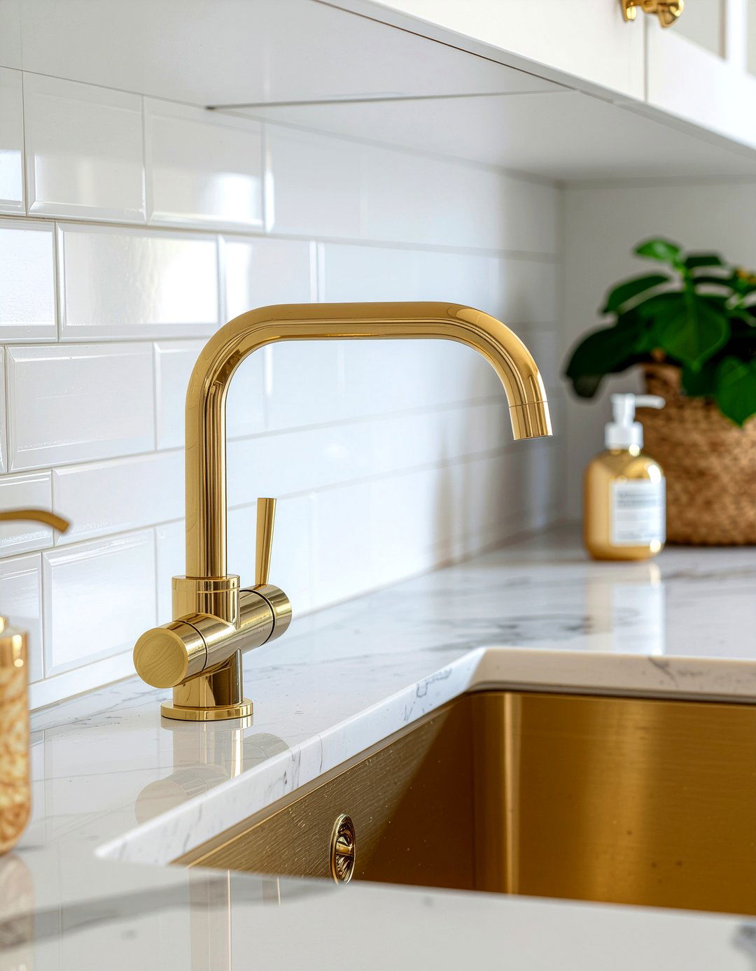 Gold Faucet With Soap Dispenser - 30 gold kitchen faucet ideas