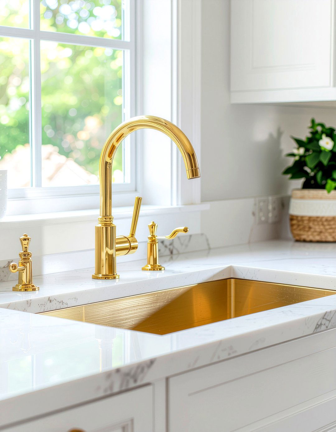 Gold Faucet With White Marble Countertop - 30 gold kitchen faucet ideas