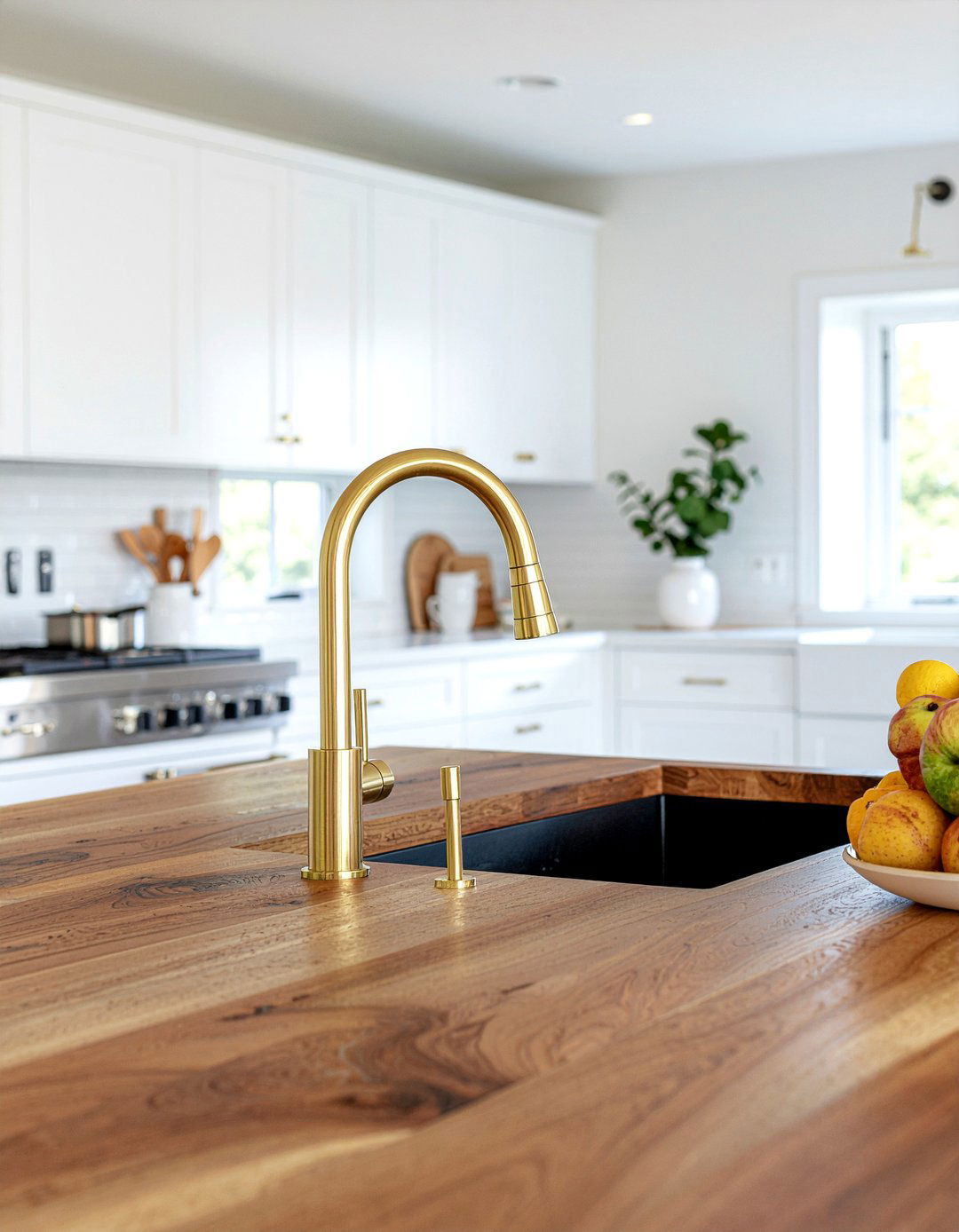 Gold Faucet With Wood Countertops - 30 gold kitchen faucet ideas