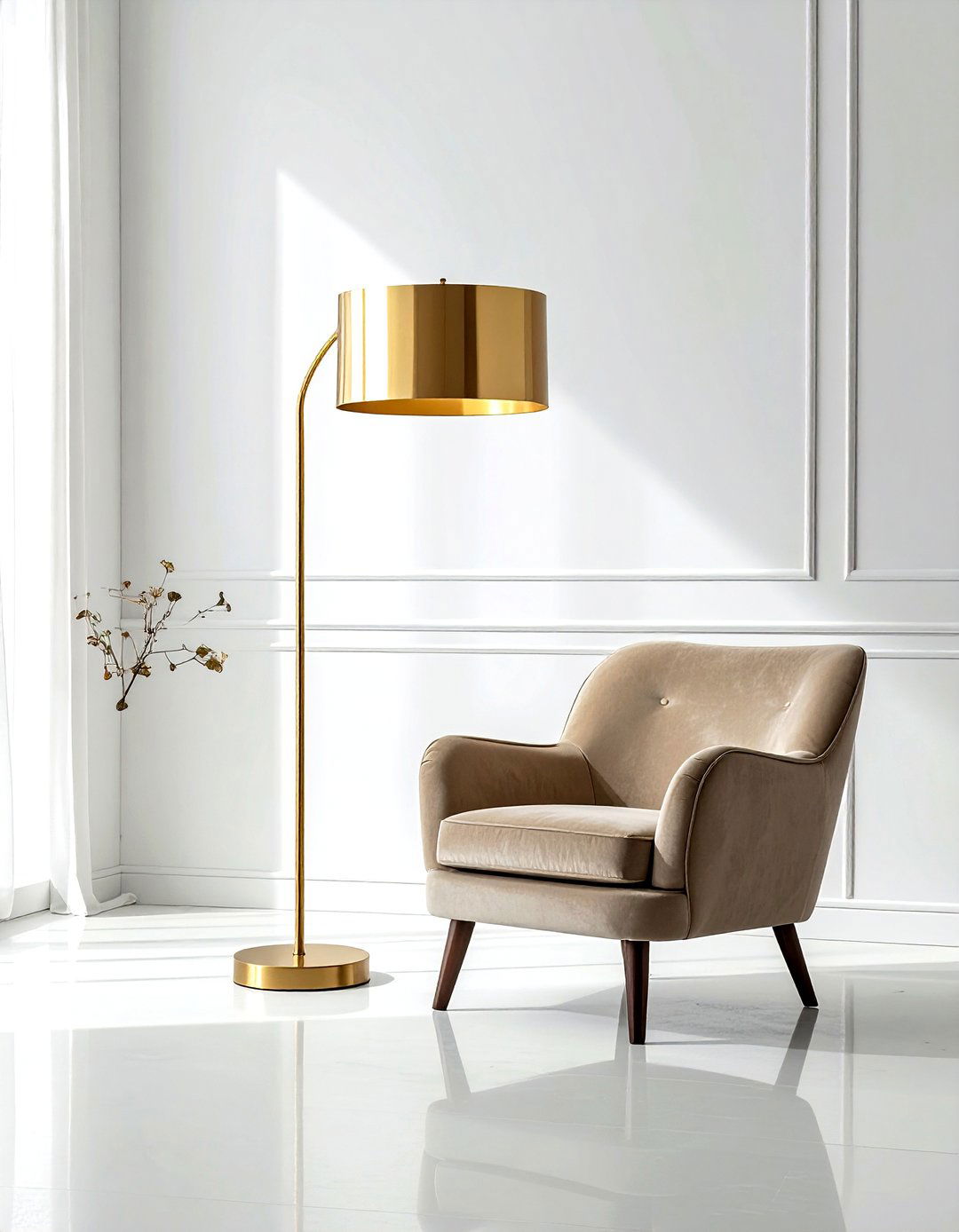 Gold Floor Lamp - 30 taupe and white living room ideas
