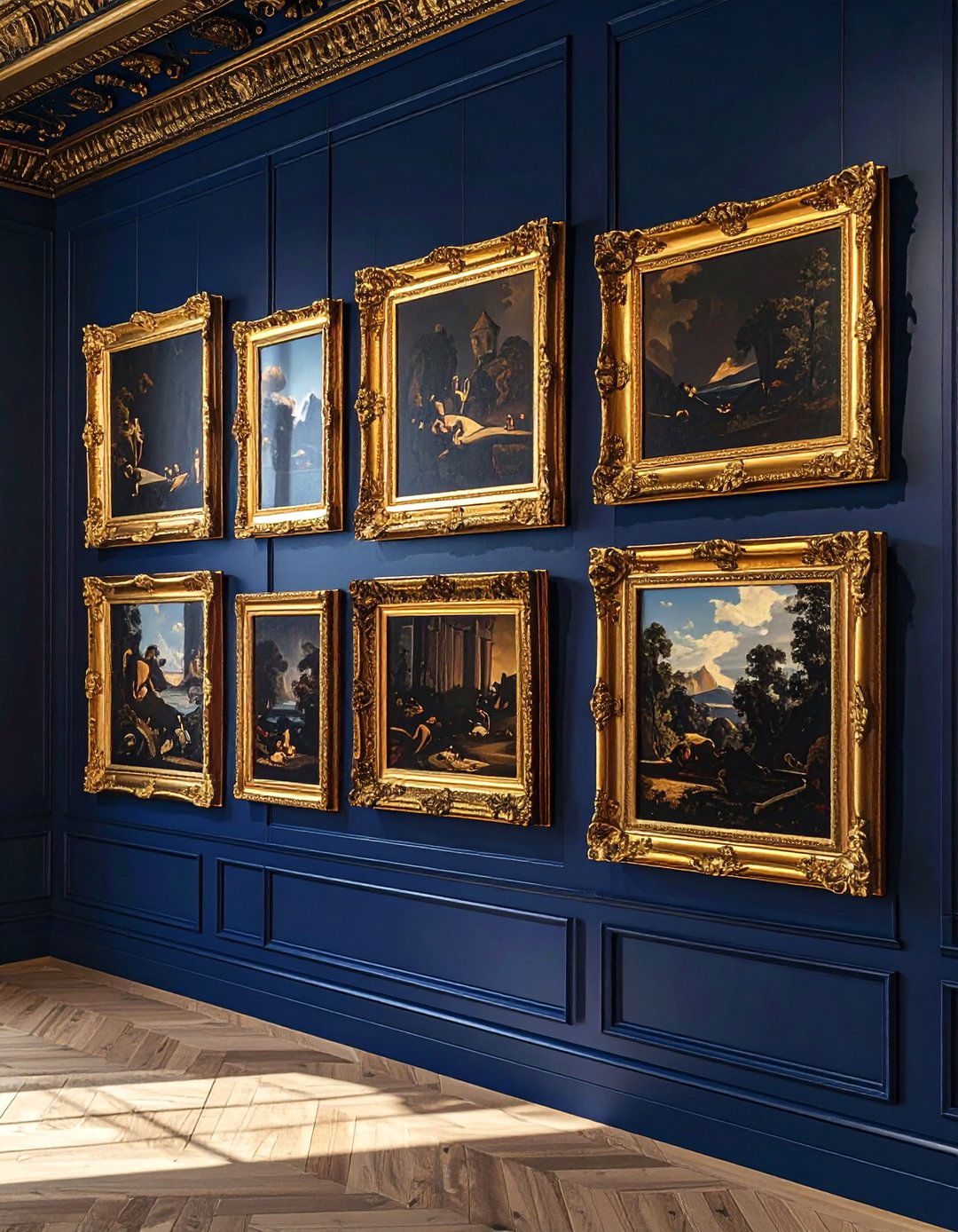 Gold Frame Art Navy Wall - 30 traditional navy bedroom ideas