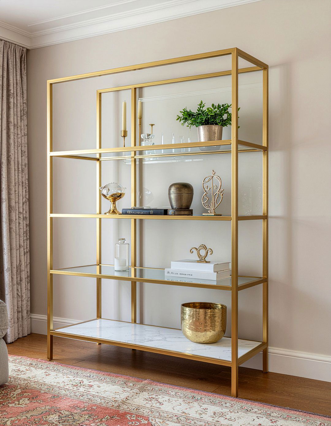Gold Frame Display Case - 30 living room curio cabinet ideas