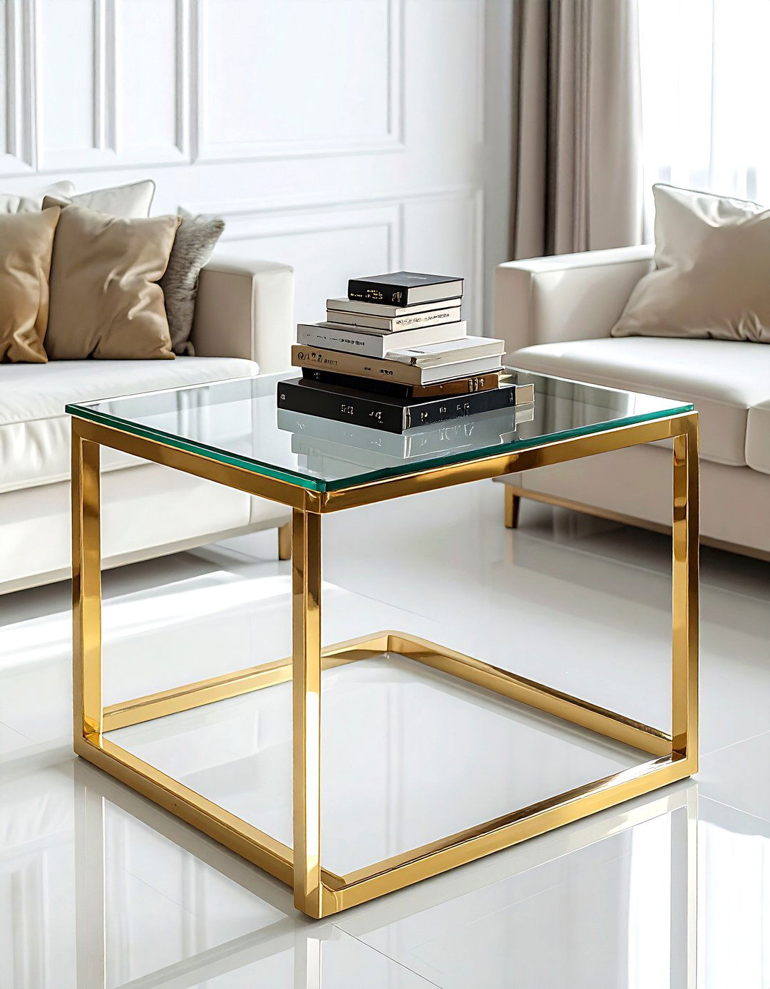 Gold Frame Glass C Table - 30 living room C-table ideas