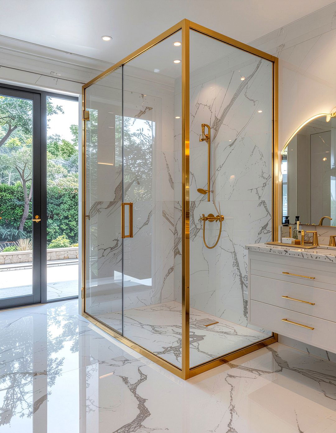 Gold Frame Glass Shower Door - 30 bathroom glass door ideas